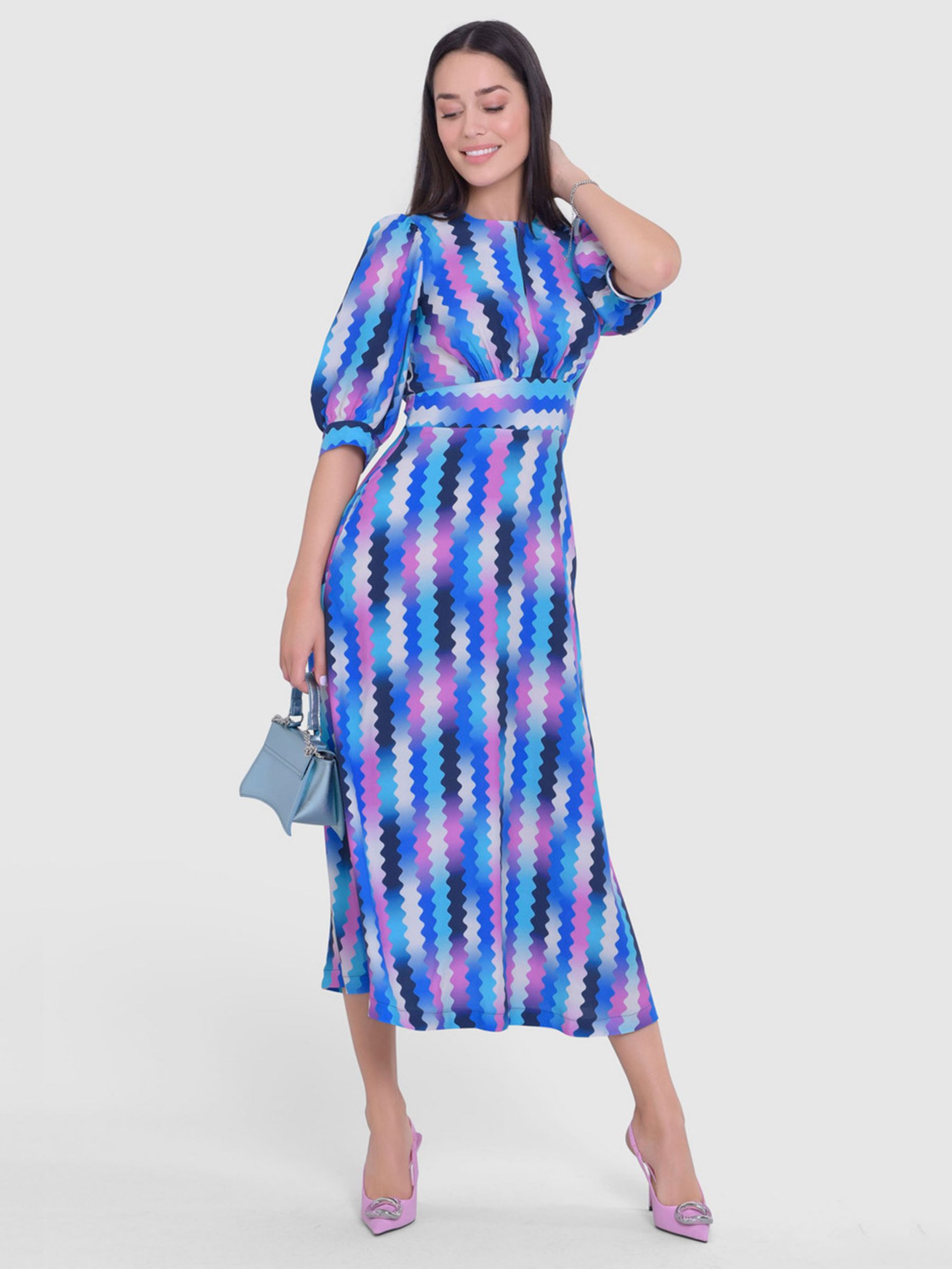 Buy Closet London A-Line Tie Back Midi Dress, Blue Online at johnlewis.com