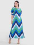 Closet London Chevron Print Midi Dress, Blue