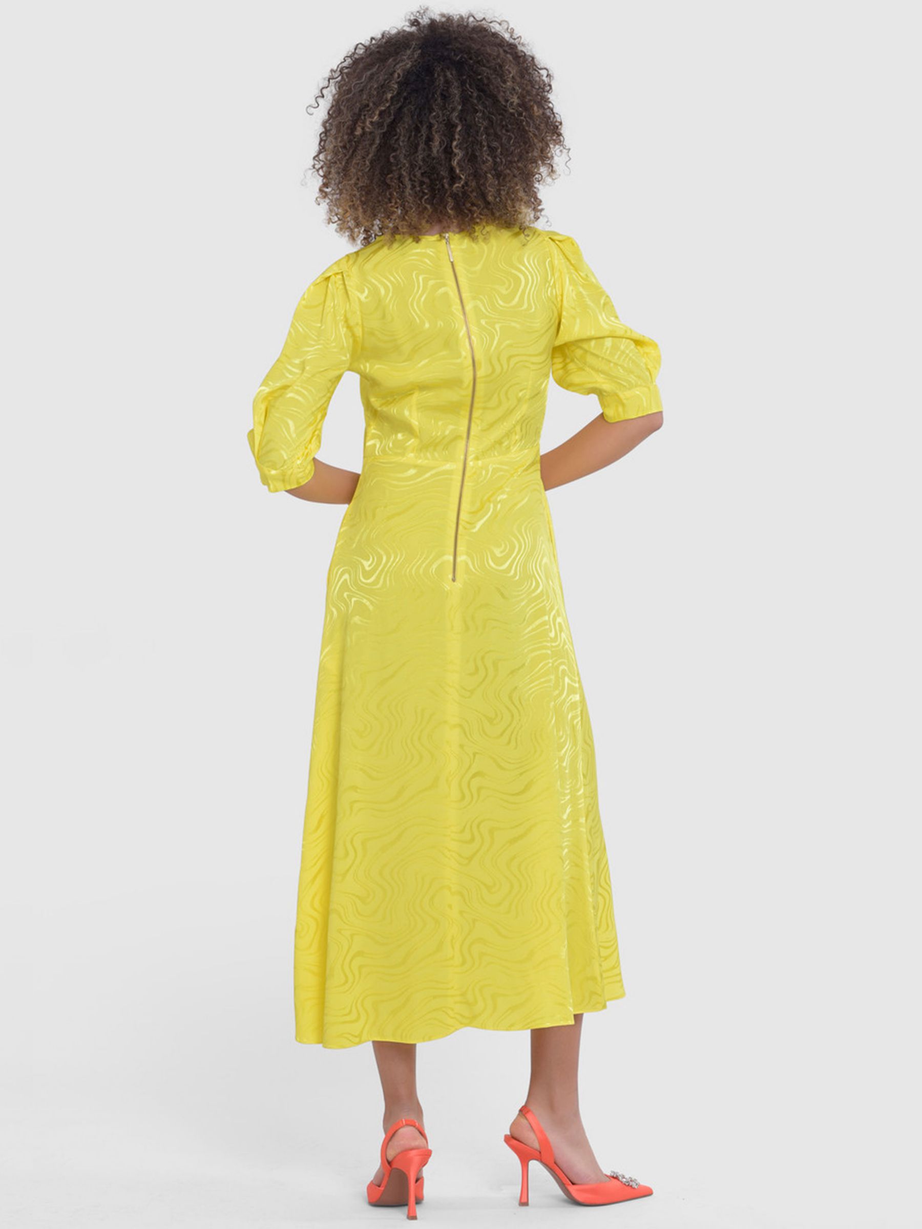 Closet London A-Line Midi Dress, Yellow, 10