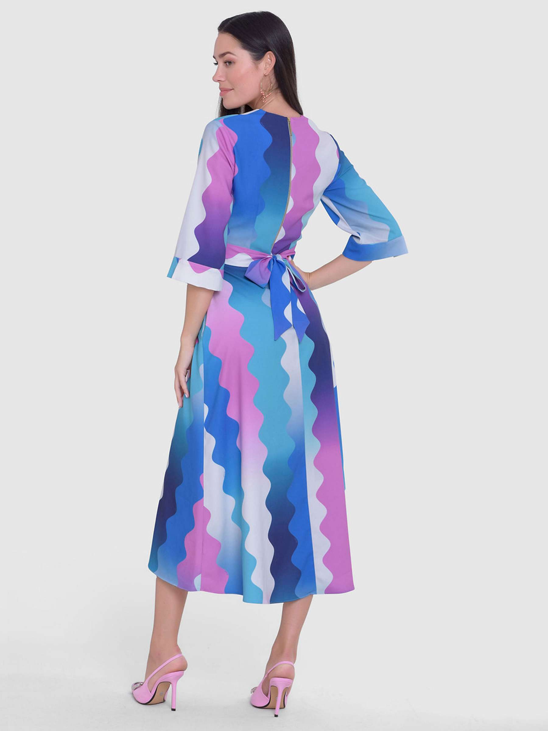 Buy Closet London Print Wrap Neck Midi Dress, Pink Online at johnlewis.com