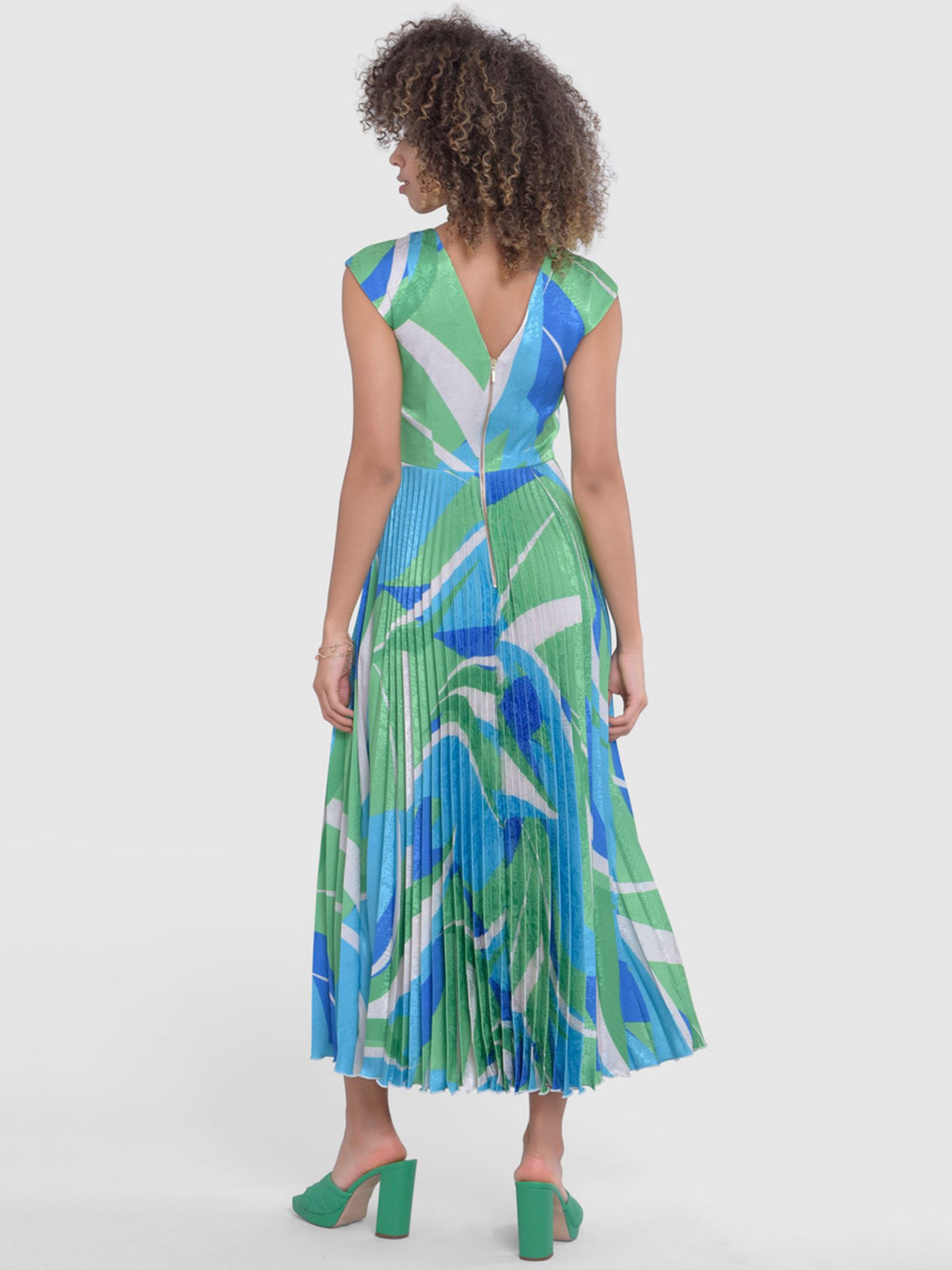Buy Closet London Pleated Abstract Print Midi Dress, Green Online at johnlewis.com