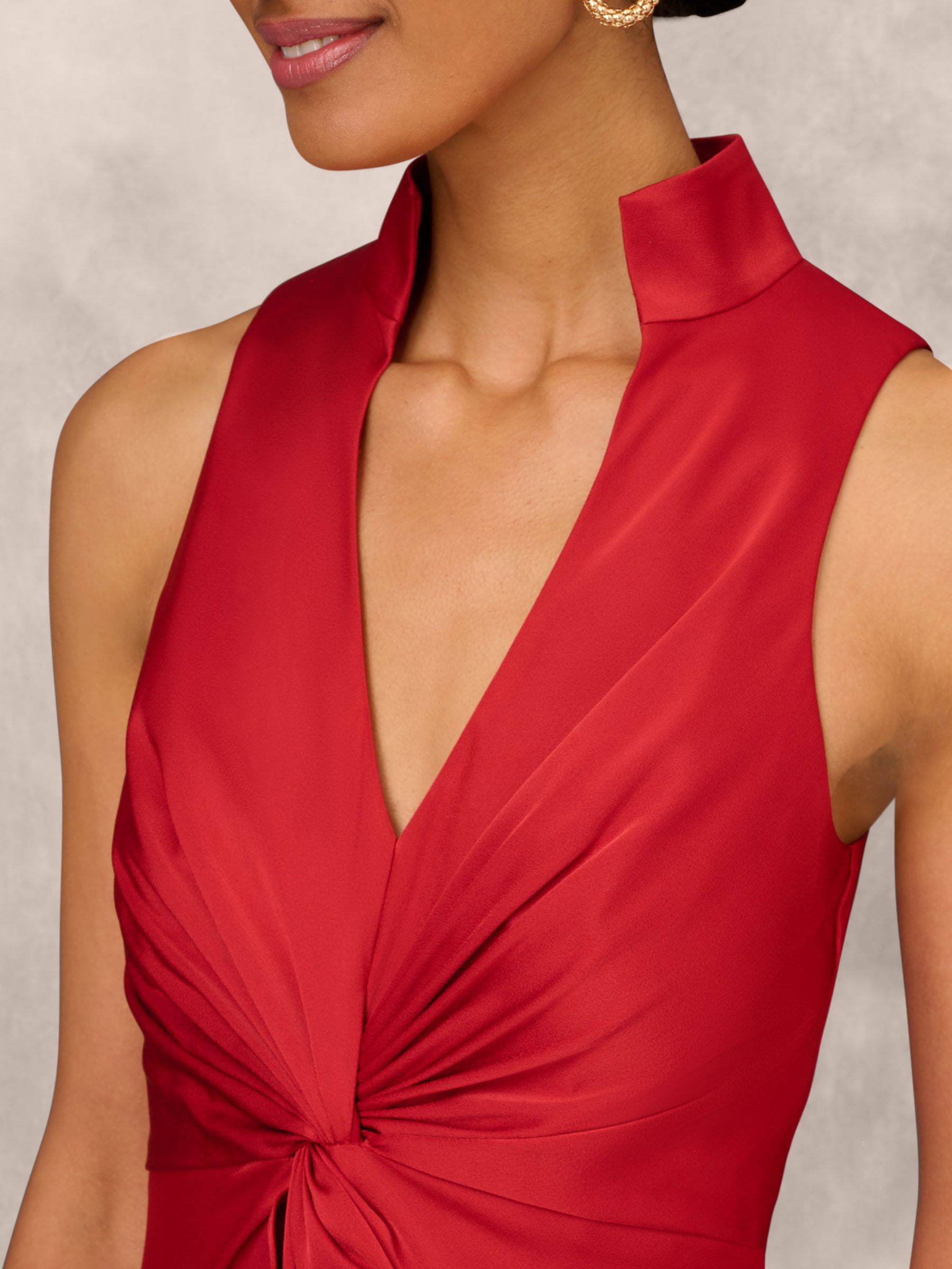 Buy Aidan Mattox by Adrianna Papell Crepe Back Satin V-Neck Maxi Dress, Autumn Blaze Online at johnlewis.com