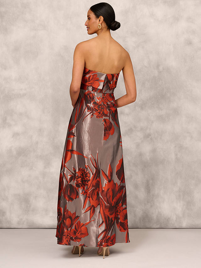 Aidan Mattox by Adrianna Papell Strapless Floral Jacquard Maxi Dress, Rust/Multi