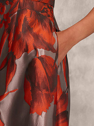 Aidan Mattox by Adrianna Papell Strapless Floral Jacquard Maxi Dress, Rust/Multi
