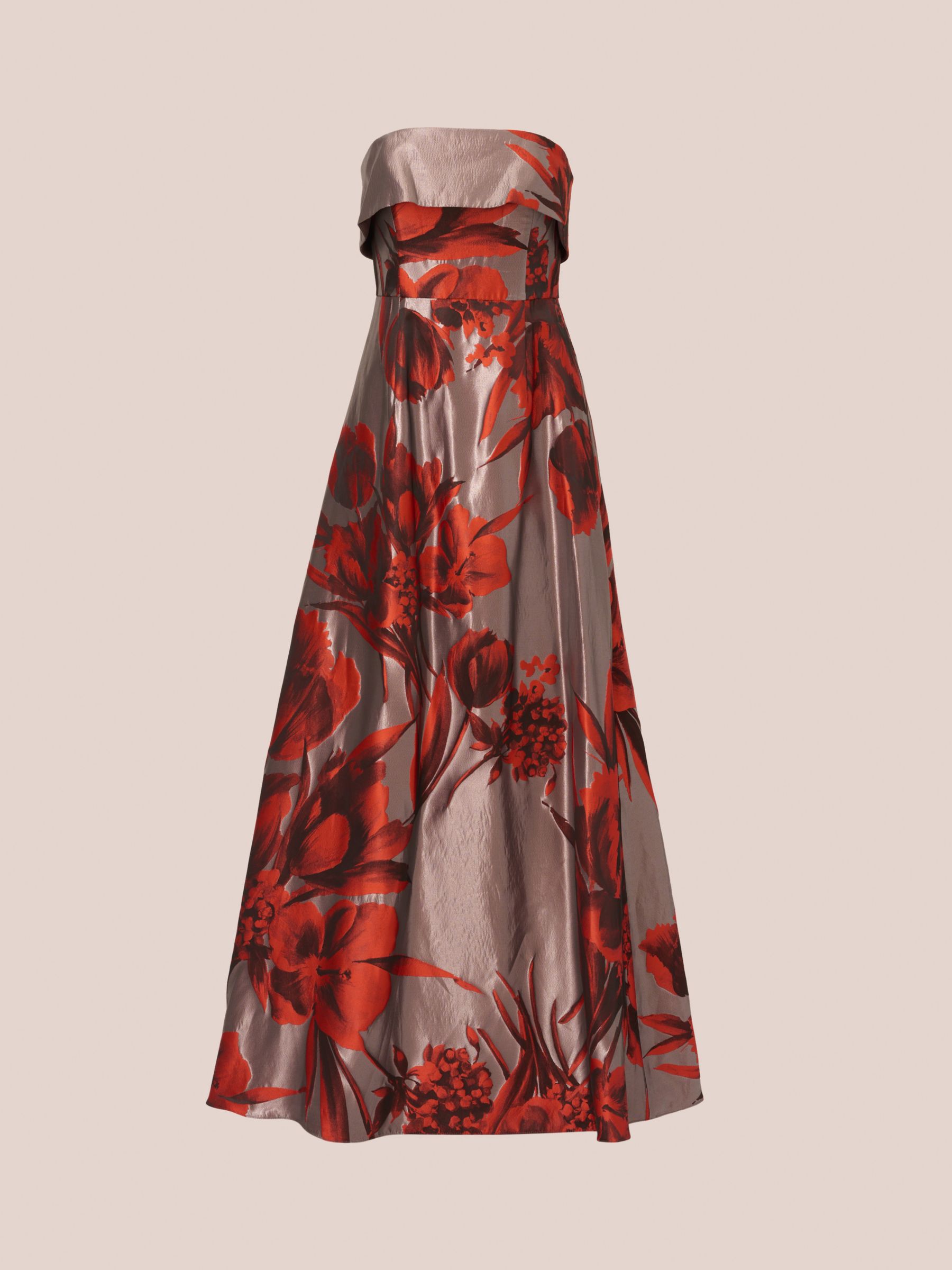 Buy Aidan Mattox by Adrianna Papell Strapless Floral Jacquard Maxi Dress, Rust/Multi Online at johnlewis.com