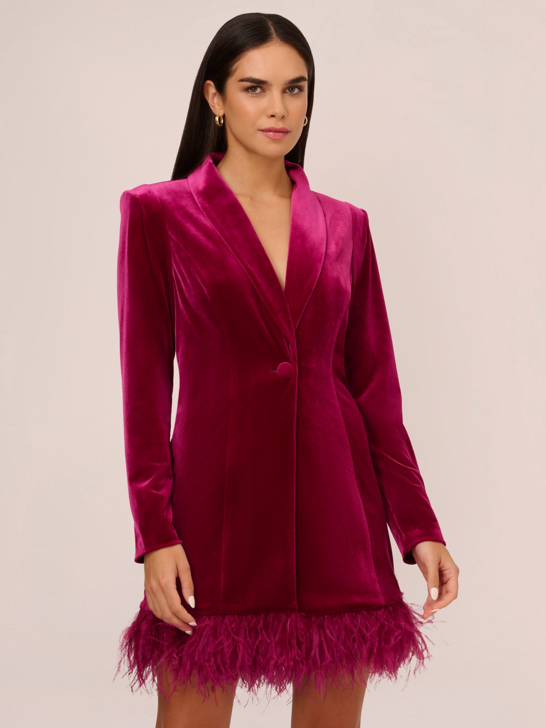 Aidan by Adrianna Papell Velvet Tuxedo Dress Magenta 6