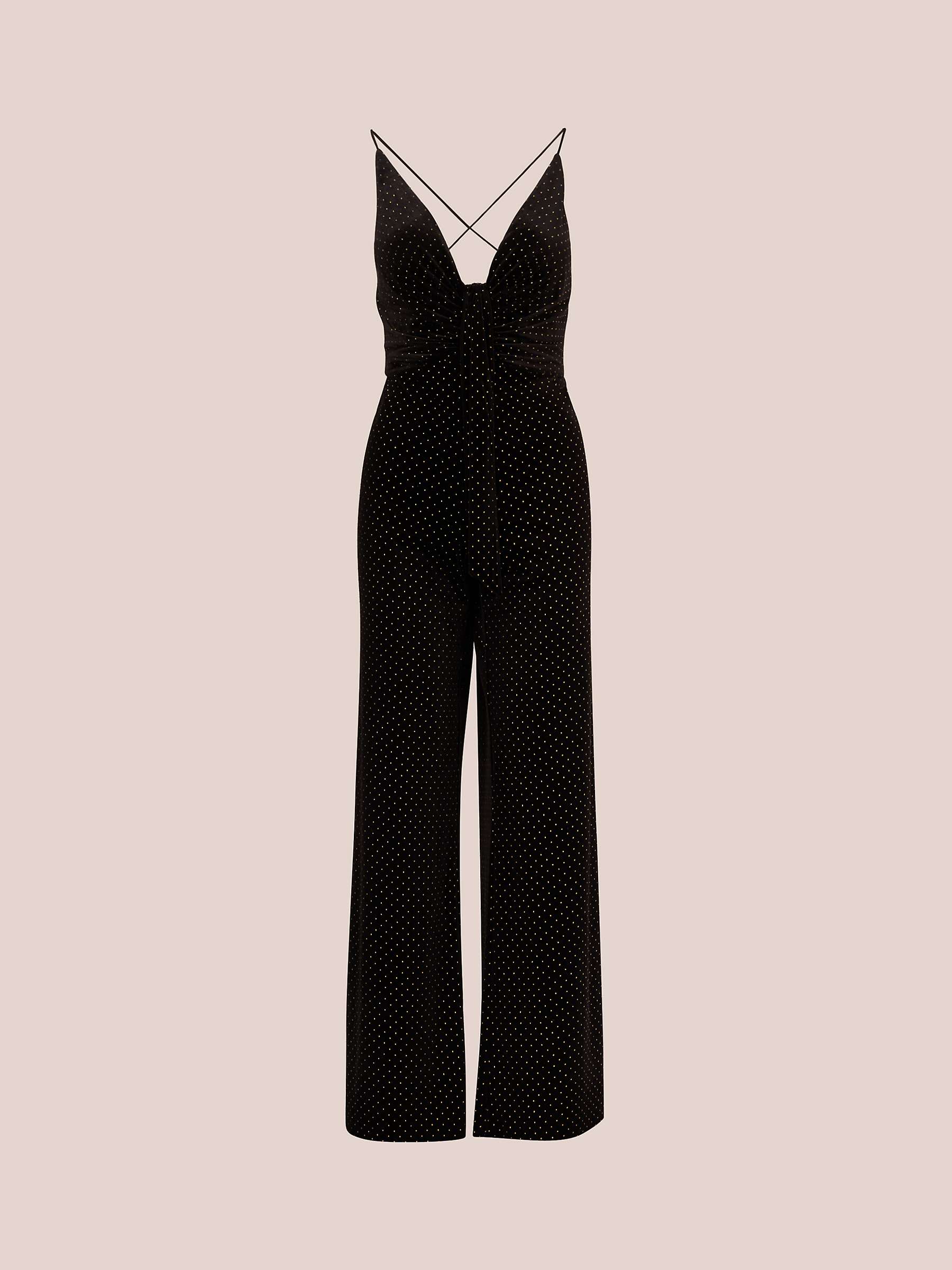 Buy Aidan by Adrianna Papell Dot Velvet Jumpsuit, Black Online at johnlewis.com