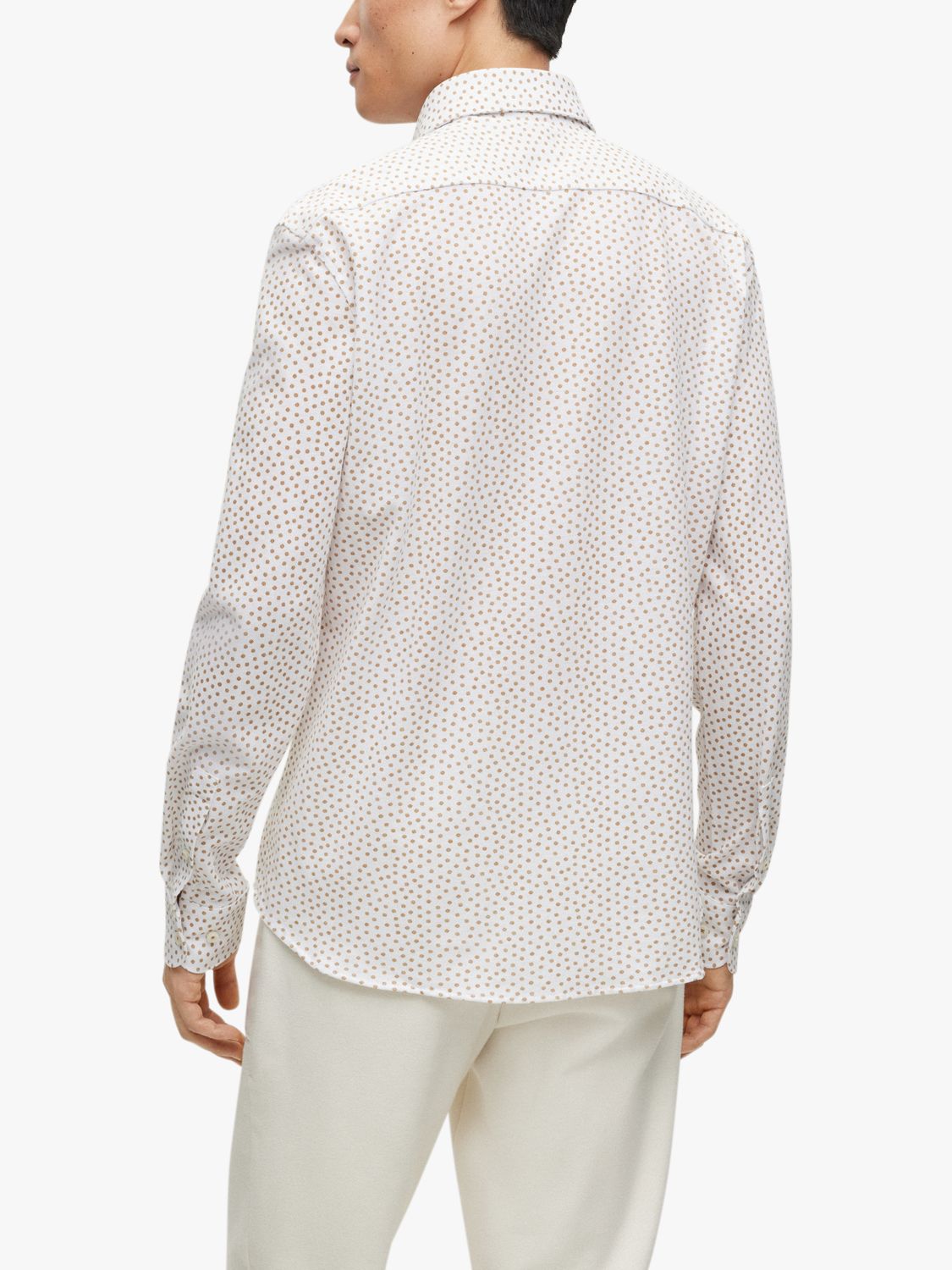 BOSS C-Hal Kent Long Sleeve Shirt, Medium Beige at John Lewis & Partners
