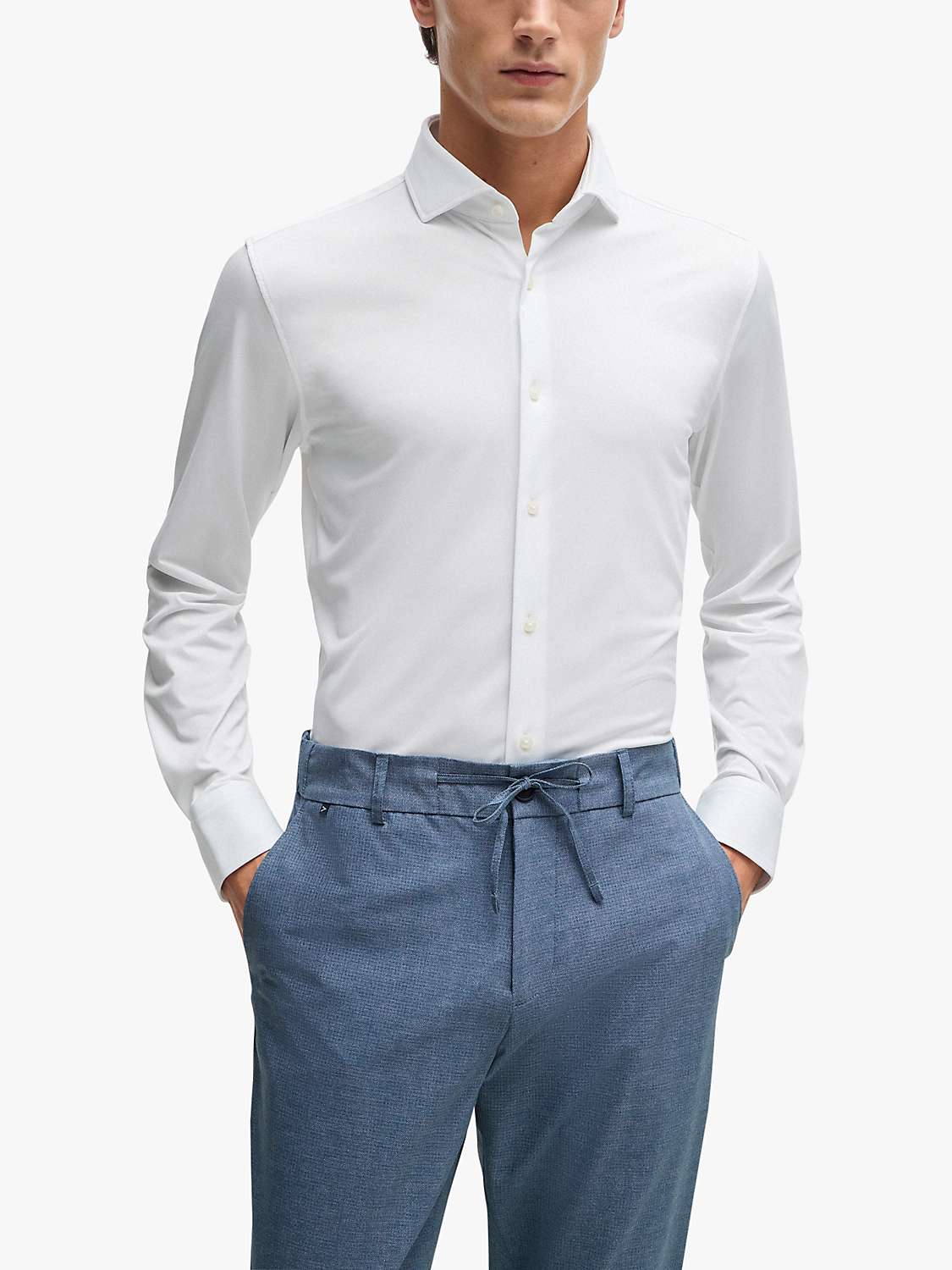 Buy BOSS P-Hank Long Sleeve Shirt, White Online at johnlewis.com