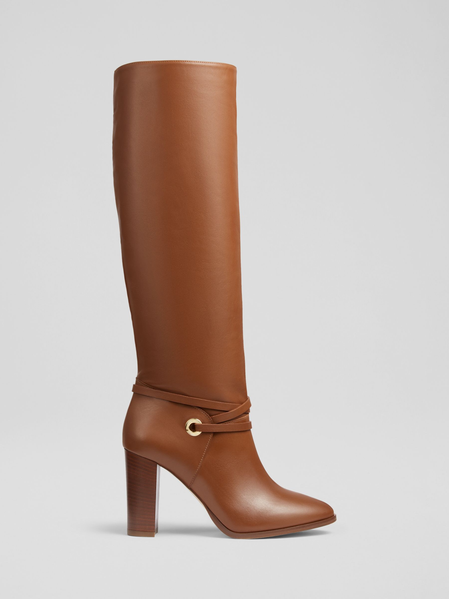 L.K.Bennett x Ascot Collection: Shelby Nappa Leather Knee Boots, Tan-tan