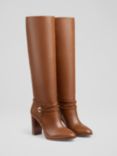 L.K.Bennett x Ascot Collection: Shelby Nappa Leather Knee Boots, Tan