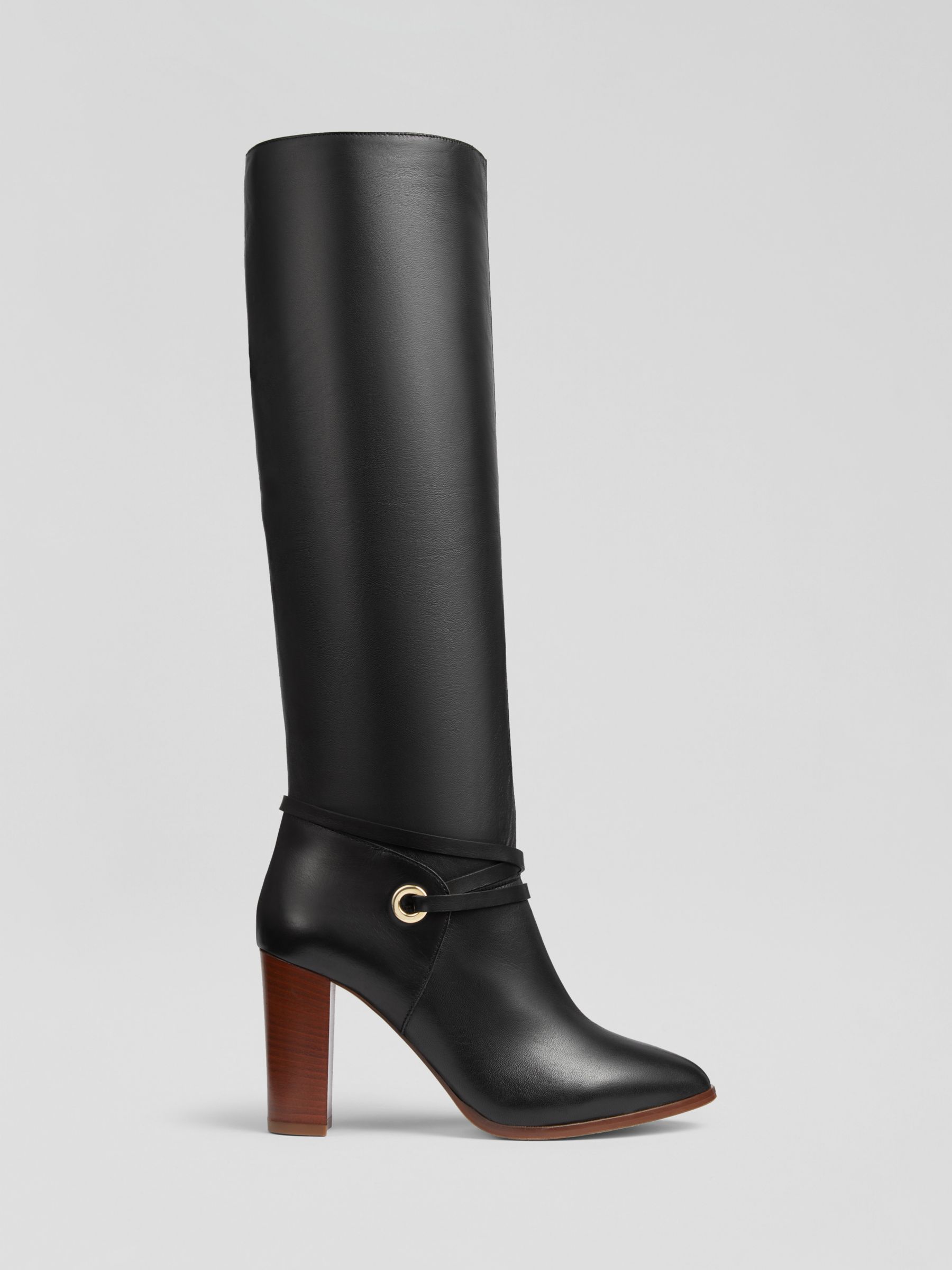 L.K.Bennett x Ascot Collection: Shelby Nappa Leather Knee Boots, Bla-black
