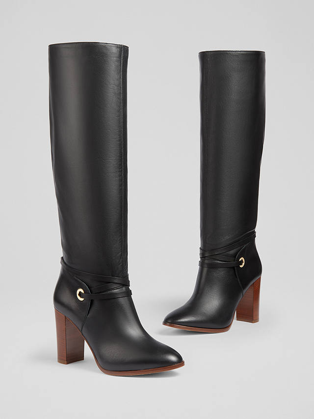 L.K.Bennett x Ascot Collection: Shelby Nappa Leather Knee Boots, Black ...