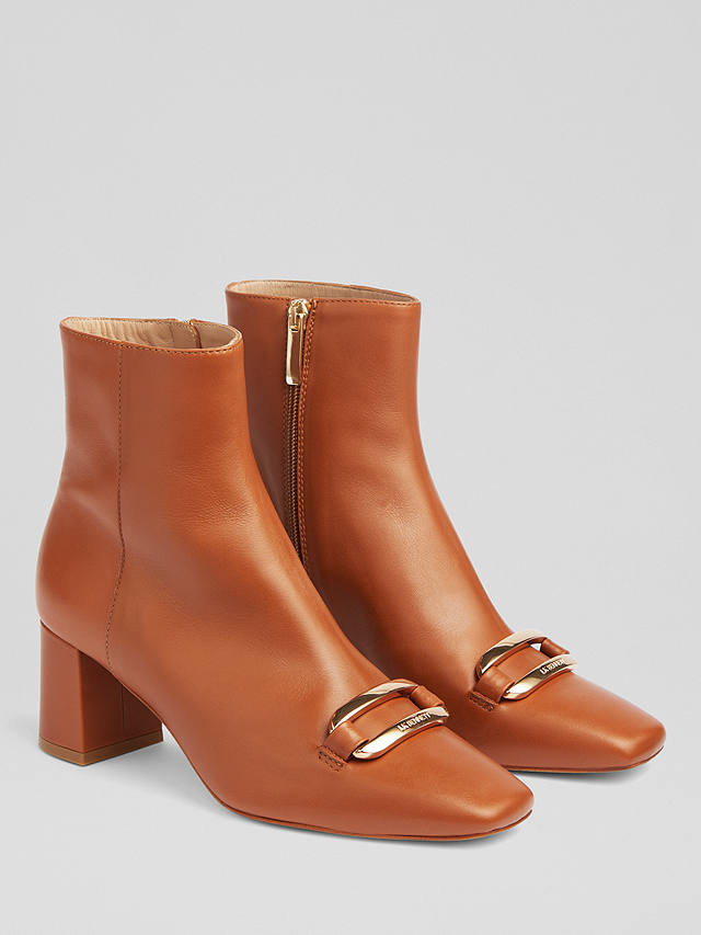 L.K.Bennett Novella Smooth Leather Ankle Boots, Tan-tan