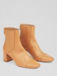 L.K.Bennett Maxine Leather Block Heel Ankle Boots, Bro-light Tan