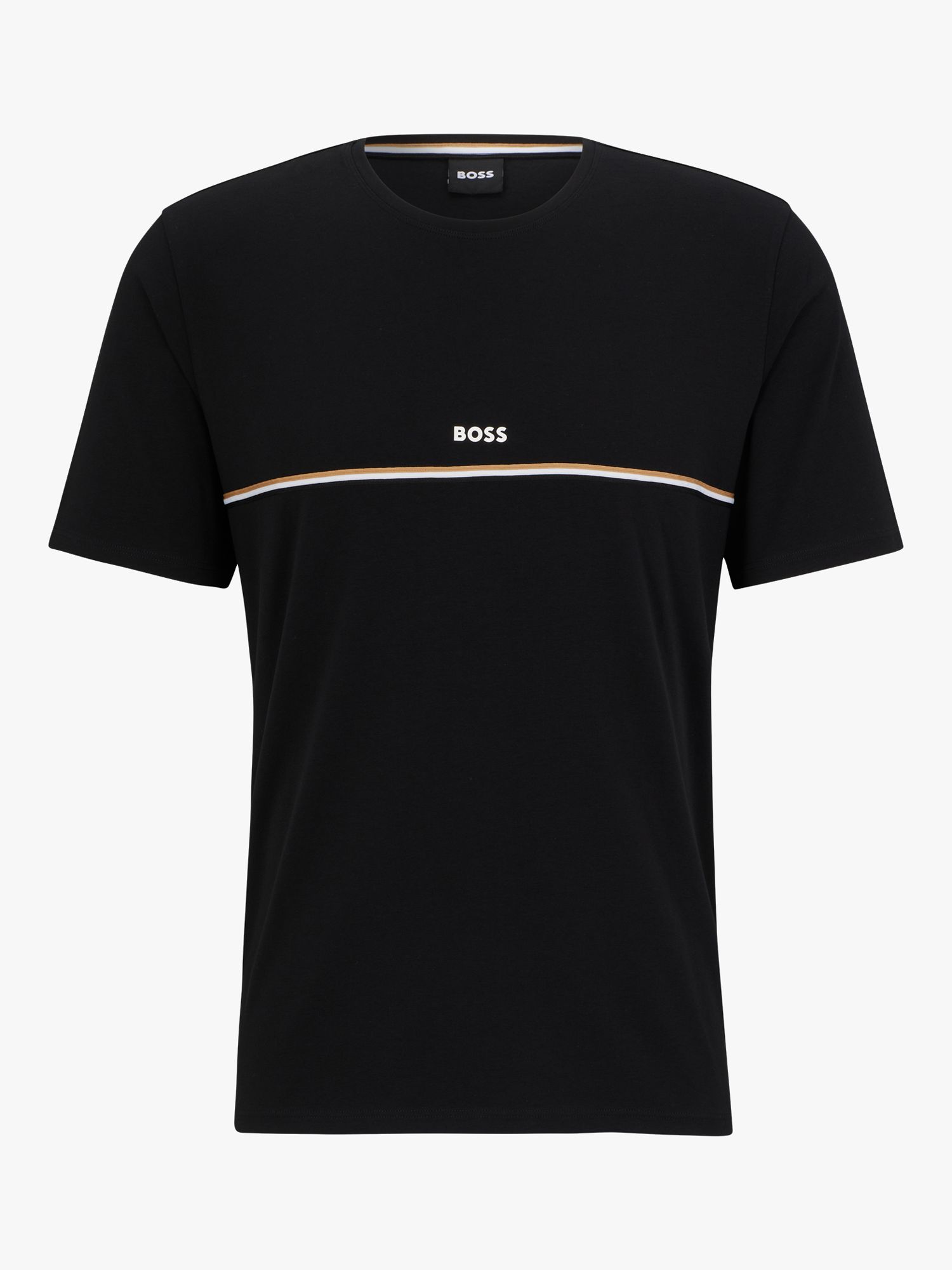 BOSS Unique Corporate Stripe T-Shirt, Black at John Lewis & Partners