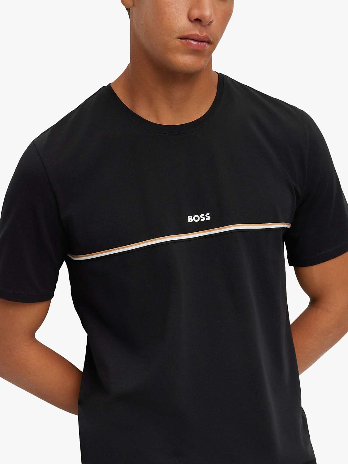 Buy BOSS Unique Corporate Stripe T-Shirt, Black Online at johnlewis.com