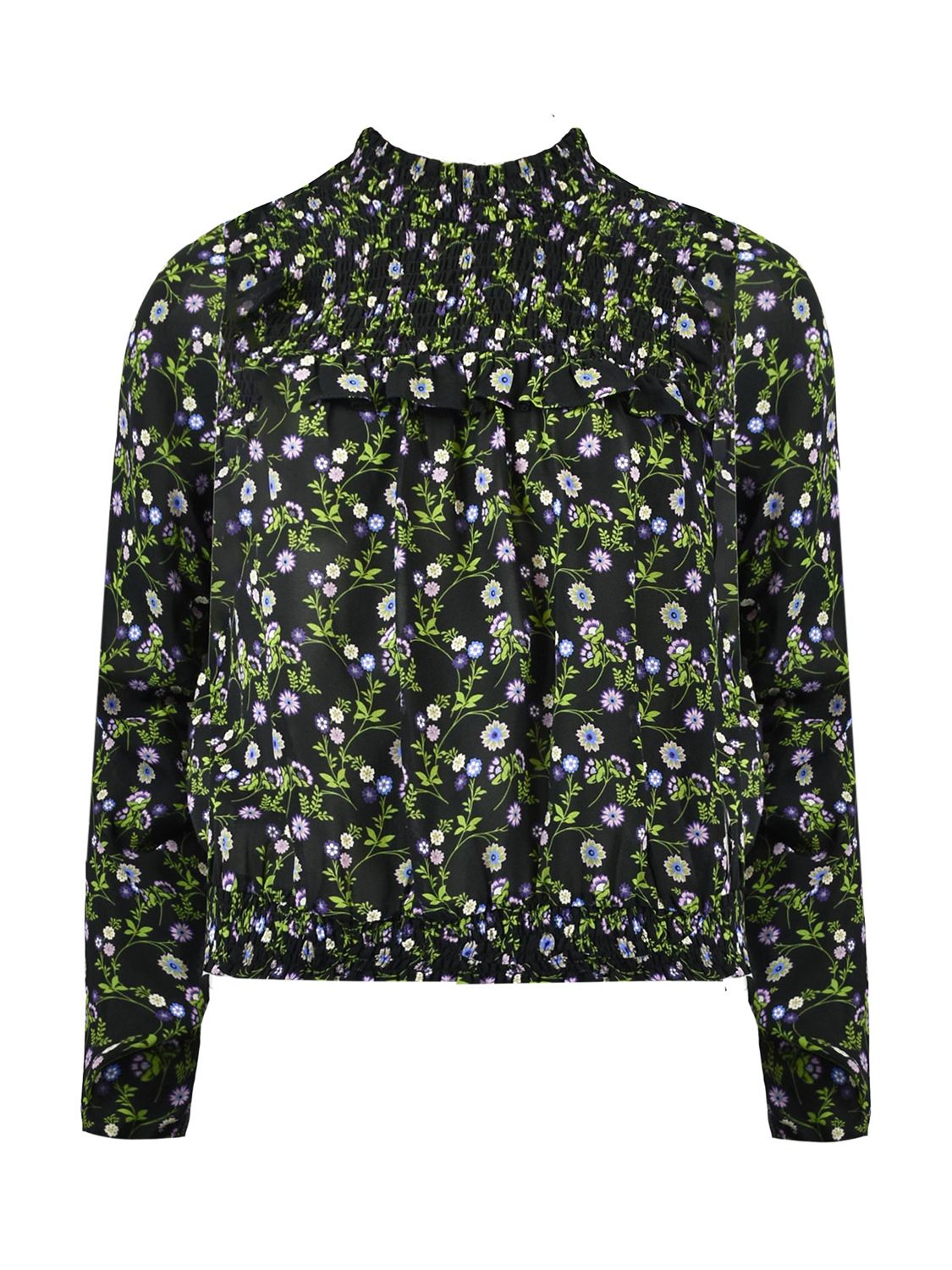 Buy Ro&Zo Wildflower Shirred Detail Blouse, Black Online at johnlewis.com