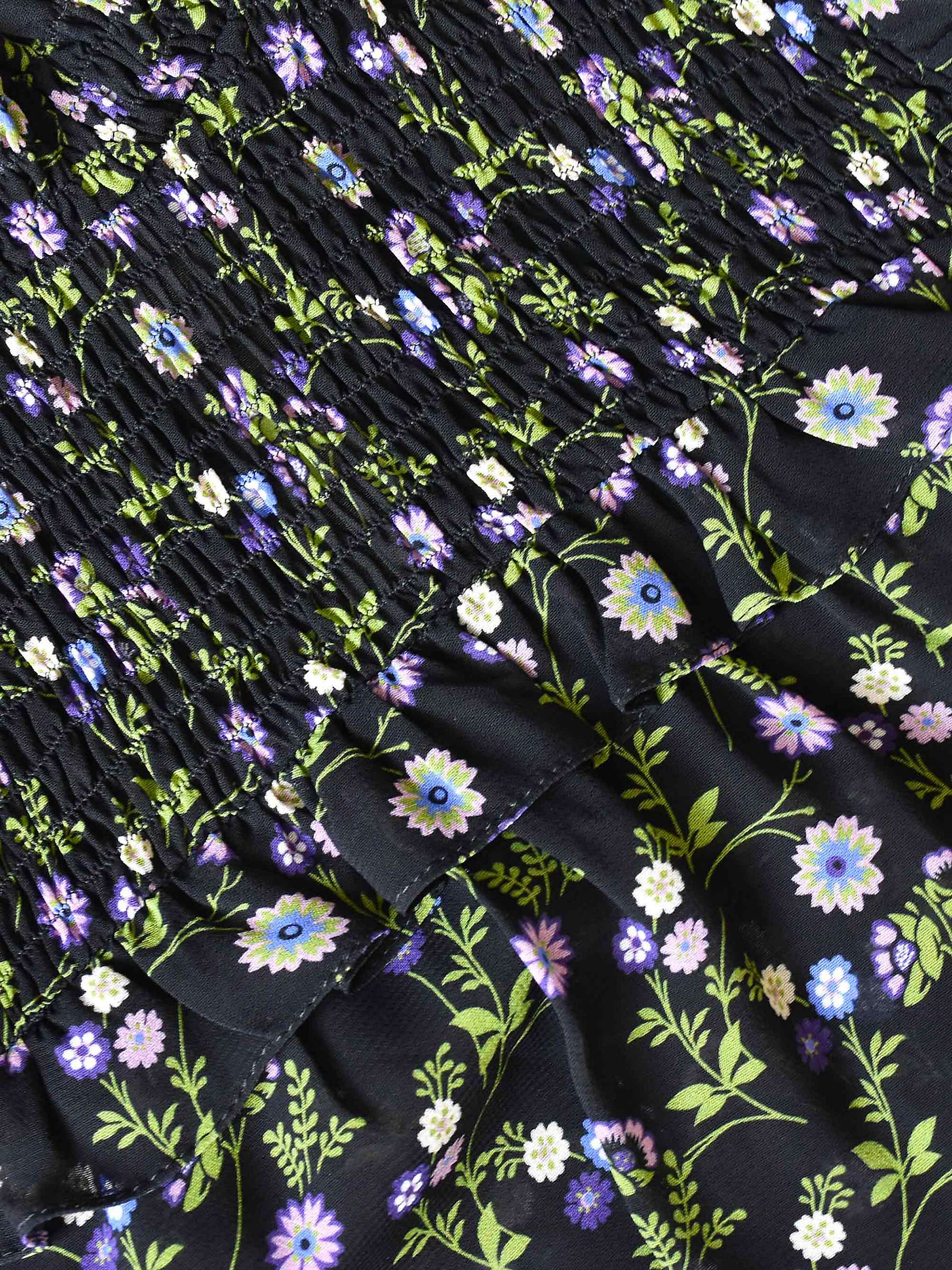 Ro&Zo Wildflower Shirred Detail Blouse, Black at John Lewis & Partners