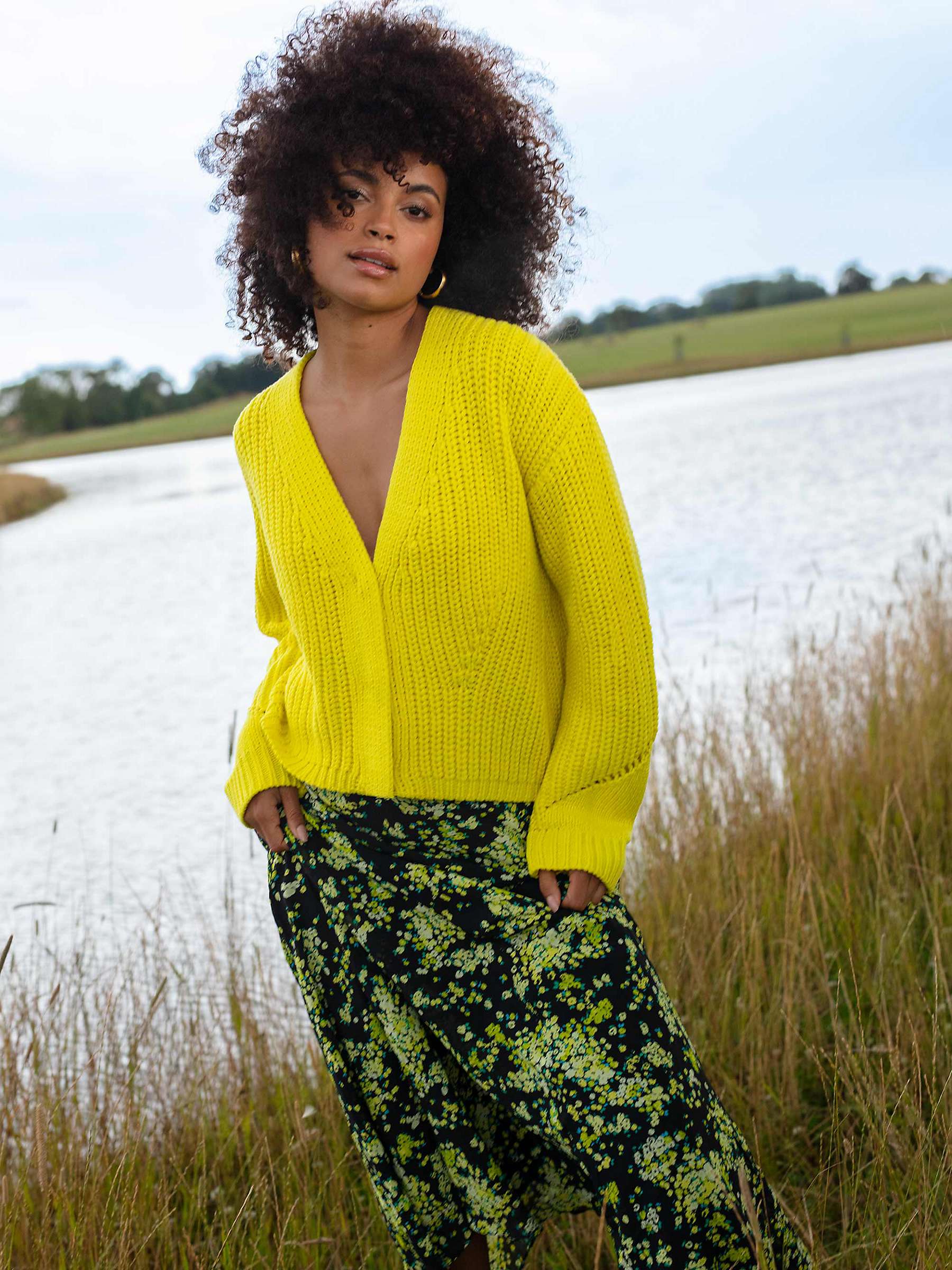 Buy Ro&Zo Floral Midi Skirt, Yellow/Multi Online at johnlewis.com