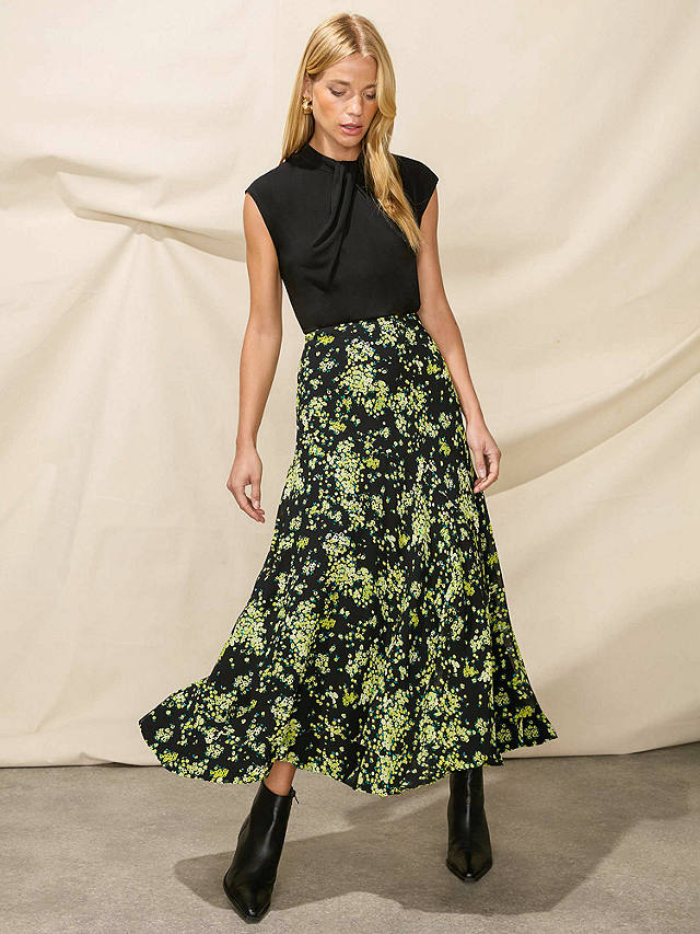 Ro&Zo Floral Midi Skirt, Yellow/Multi