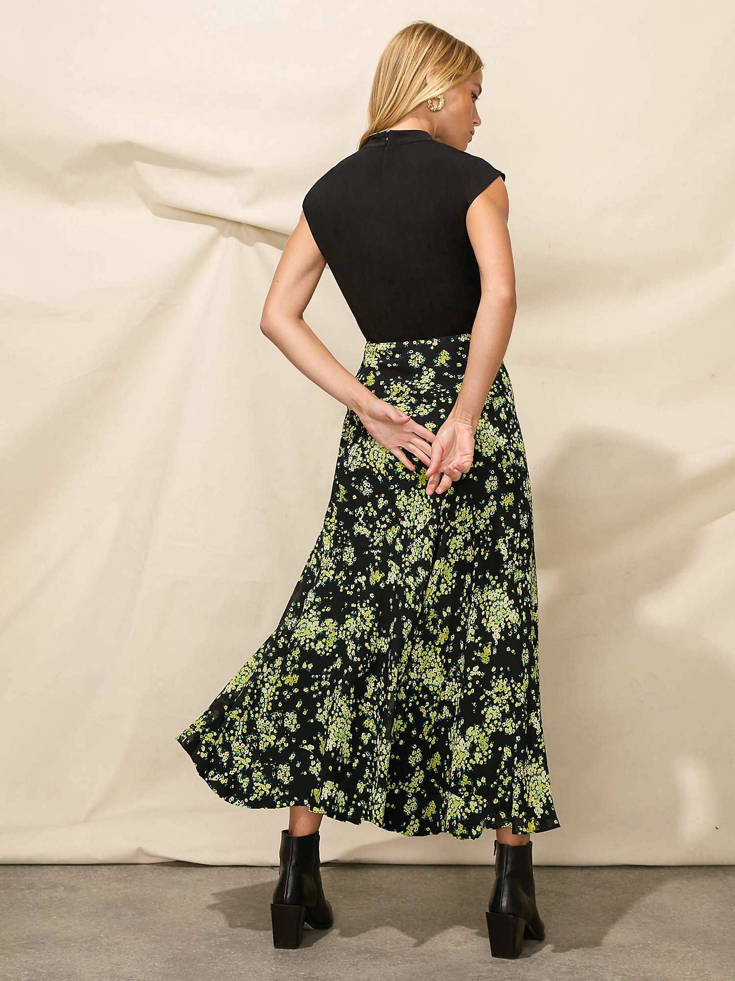 Buy Ro&Zo Floral Midi Skirt, Yellow/Multi Online at johnlewis.com