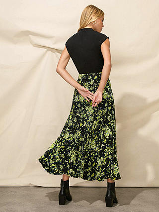 Ro&Zo Floral Midi Skirt, Yellow/Multi