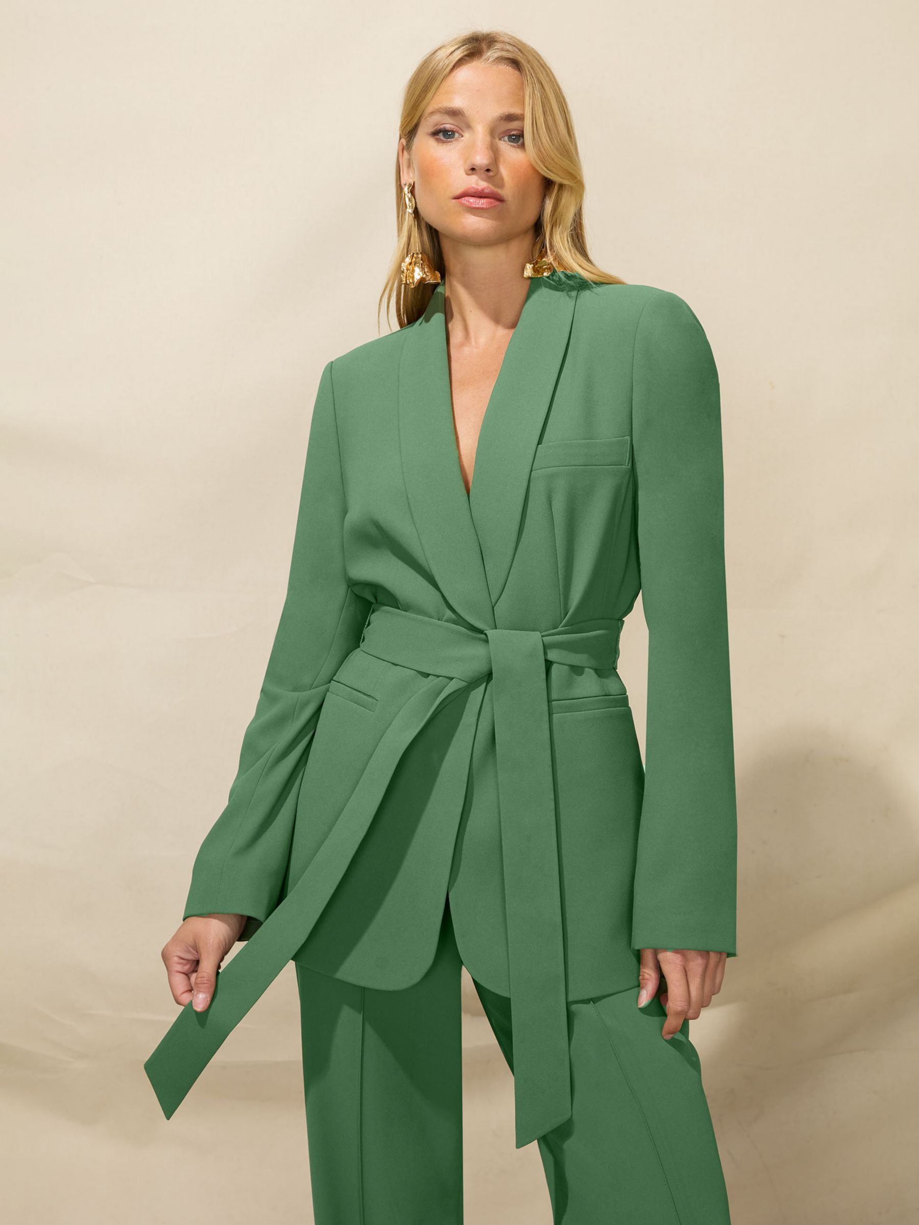Buy Ro&Zo Crepe Tie Front Blazer, Green Online at johnlewis.com