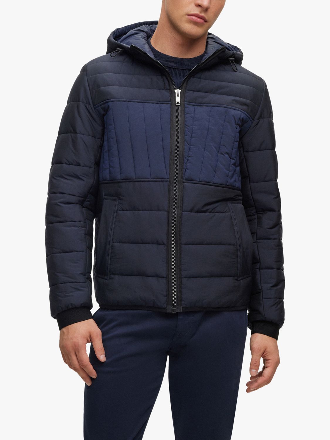 BOSS Omir Quilted Jacket, Dark Blue at John Lewis & Partners