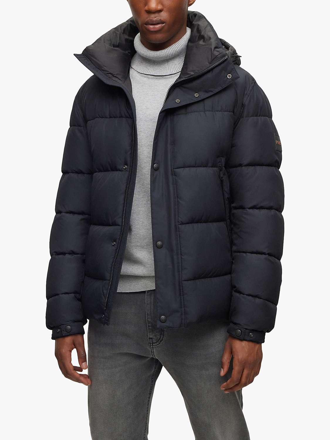 Buy BOSS Omaris Hooded Puffer Jacket, Black Online at johnlewis.com