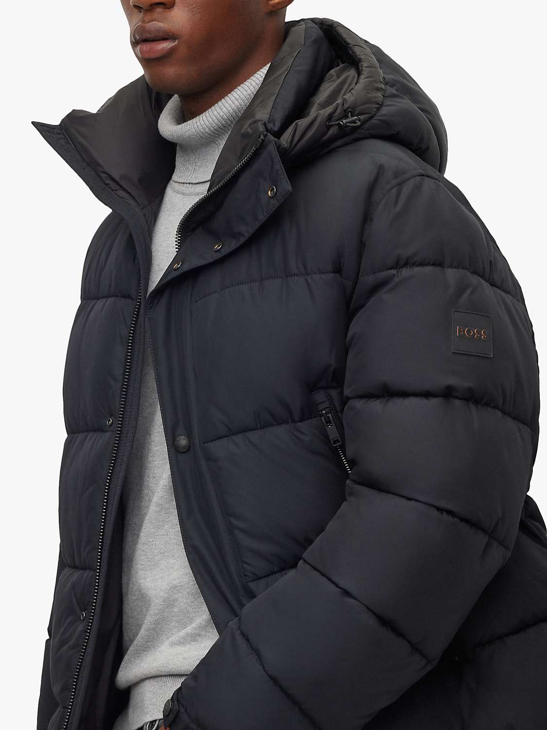 Buy BOSS Omaris Hooded Puffer Jacket, Black Online at johnlewis.com