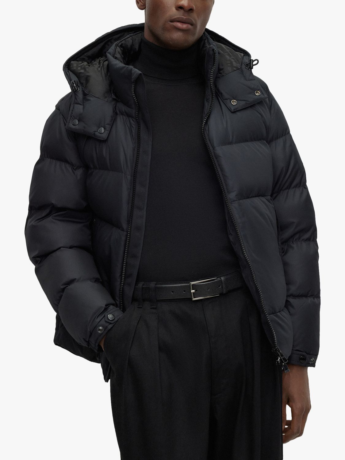 BOSS Corbinian Hooded Puffer Jacket, Black at John Lewis & Partners