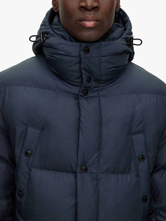 BOSS Condolo Water Repellent Padded Hood Jacket, Dark Blue
