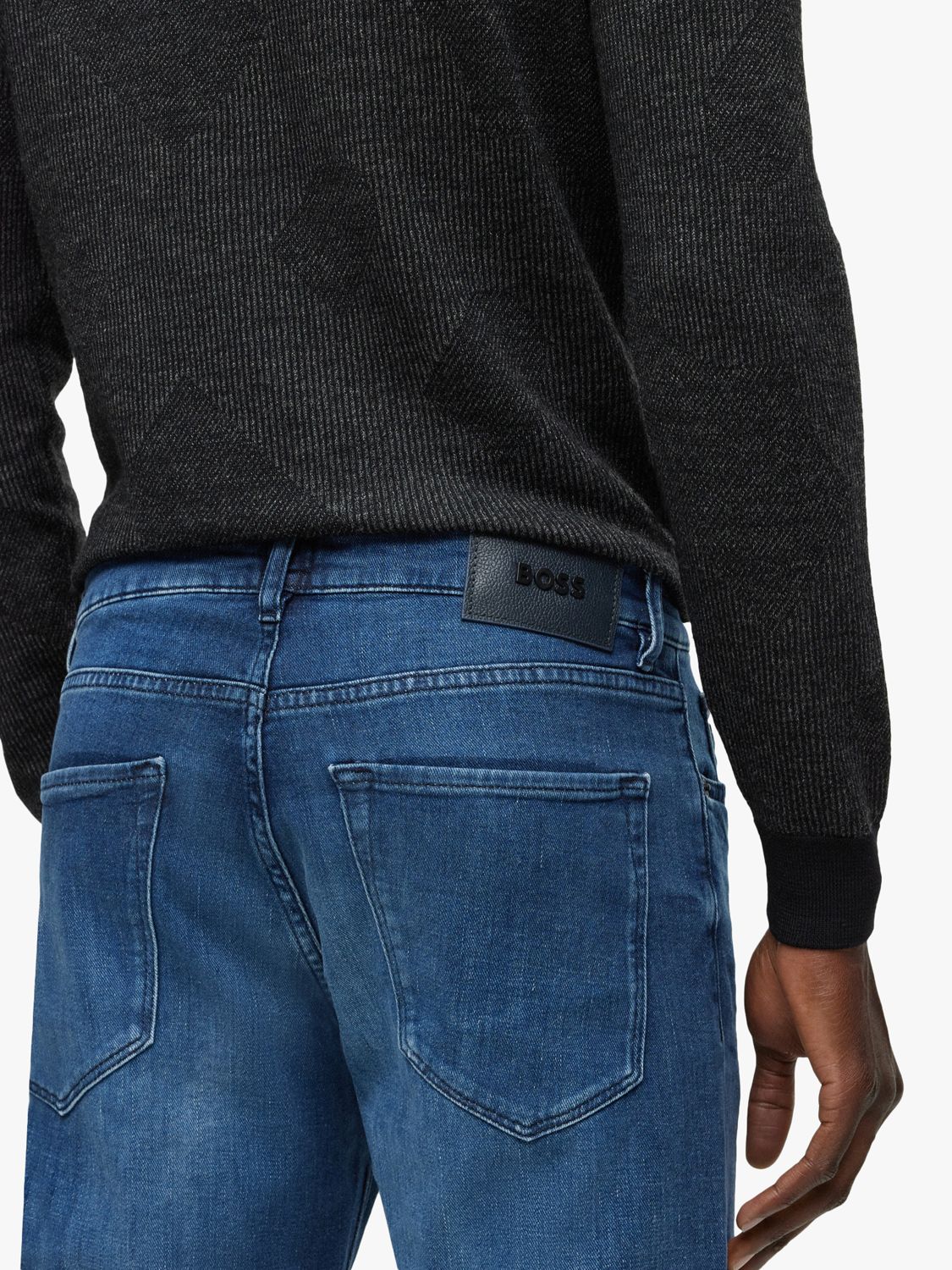 BOSS Maine Regular Fit Jeans, Navy at John Lewis & Partners