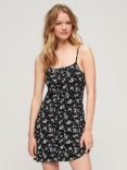 Superdry Printed Cami Jersey Mini Dress, Red Petal Print