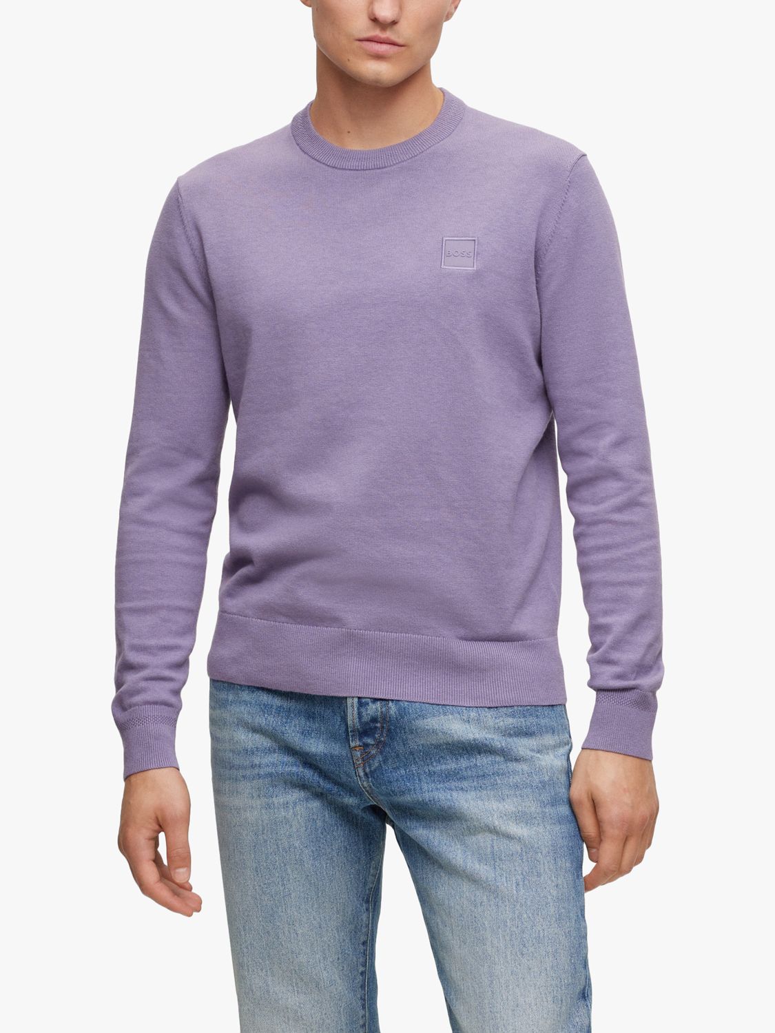 BOSS Kanovano Cotton Cashmere Blend Jumper, Medium Purple