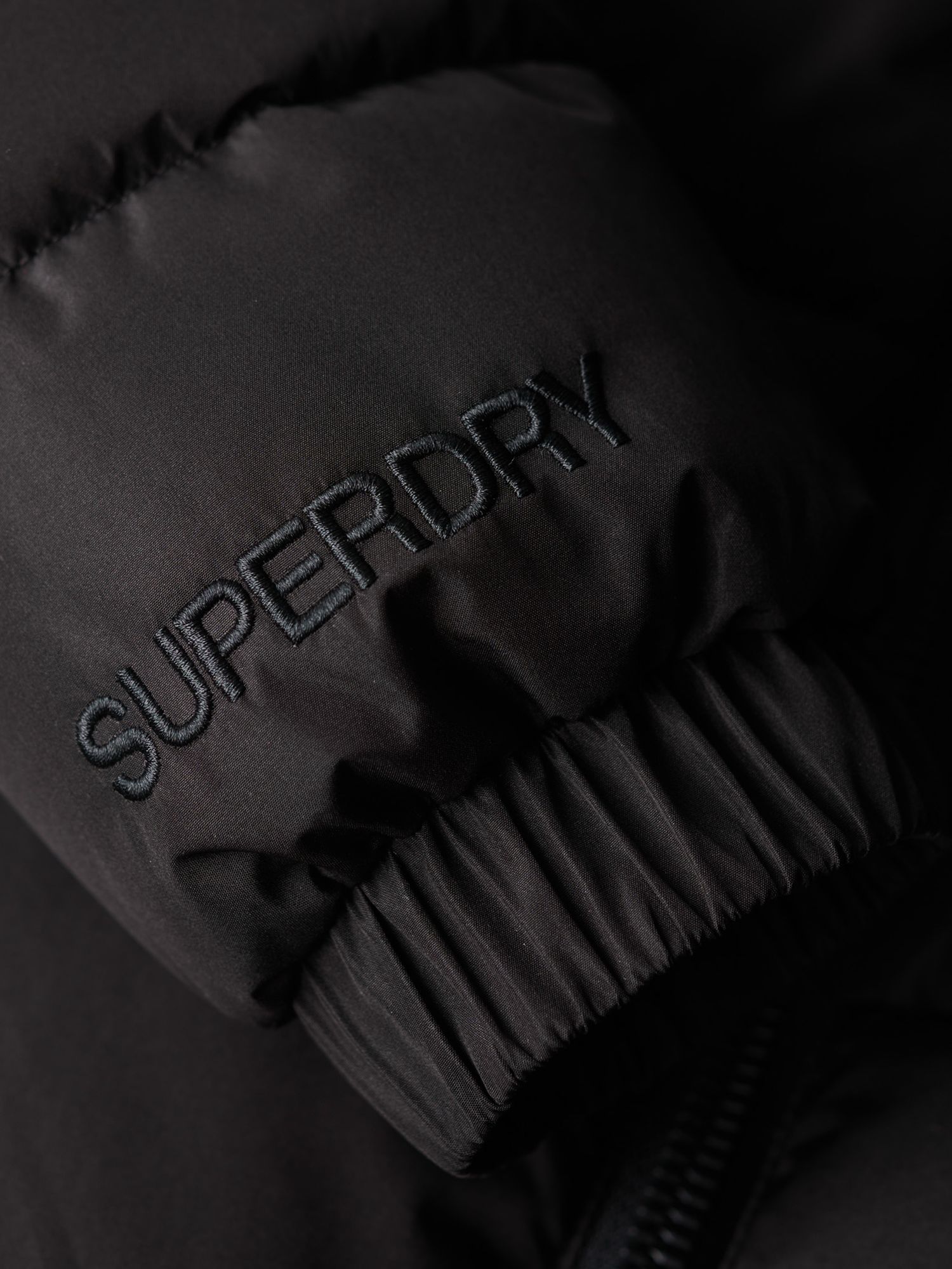 Superdry Hooded Spirit Sports Puffer Jacket, Black at John Lewis & Partners