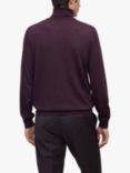 BOSS Musso Wool Basic Roll Neck Jumper, Dark Red