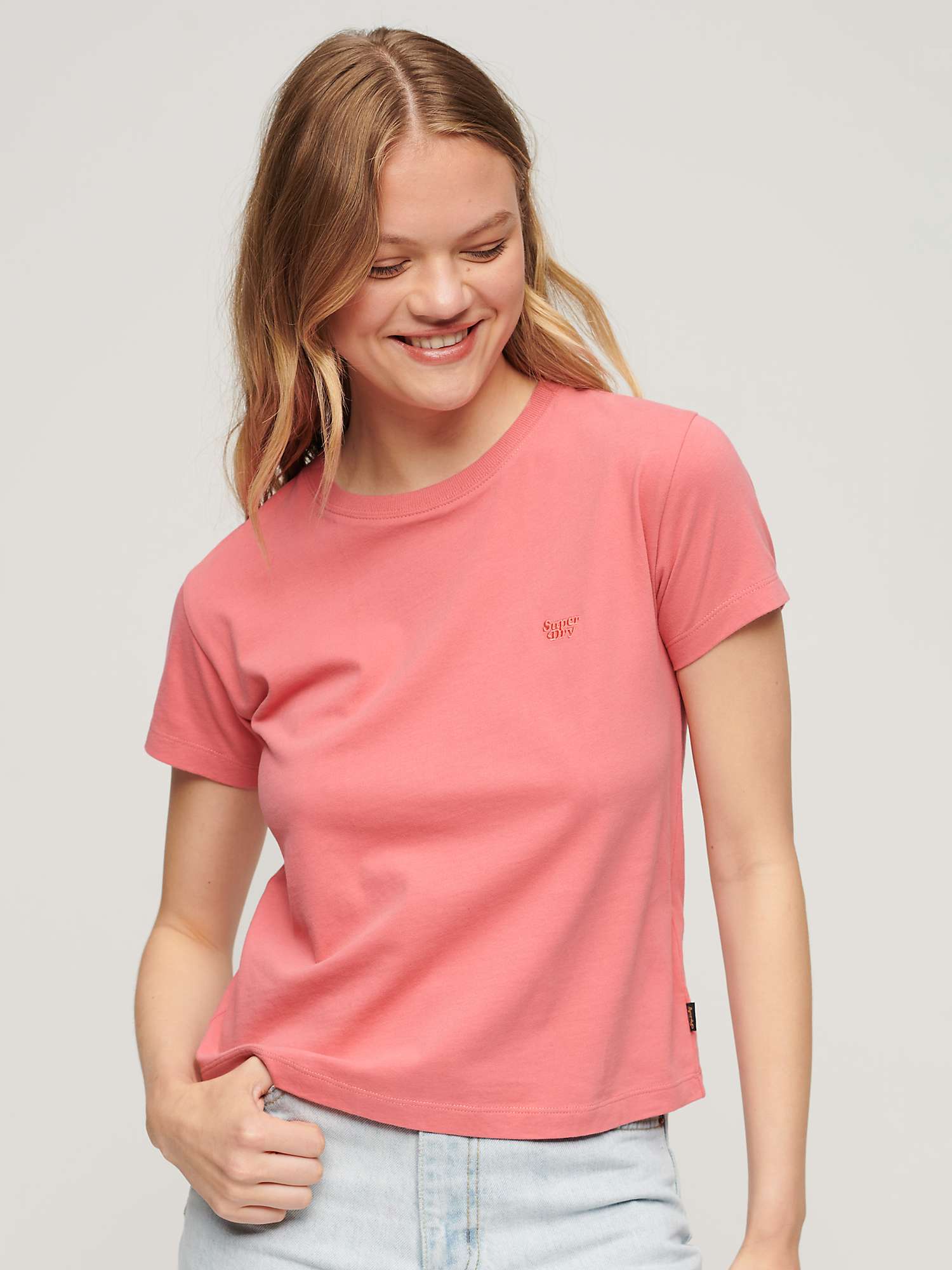 Superdry Essential Logo 90s T-Shirt, Camping Pink at John Lewis & Partners