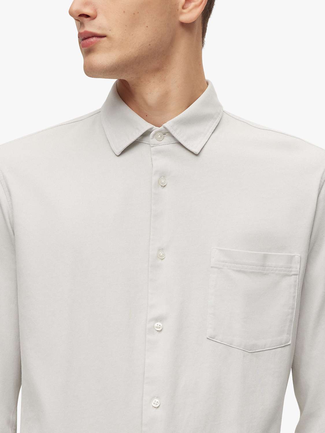 BOSS Mysoft 2 Slim Fit Jersey Cotton Shirt, Pastel Grey at John Lewis ...