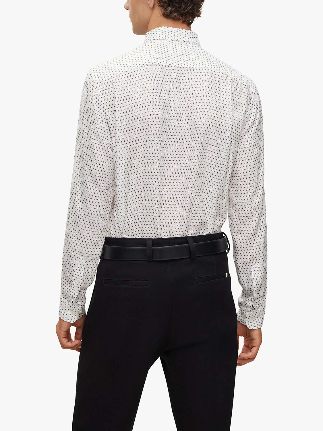 Buy HUGO BOSS BOSS Roan Geometric Print Slim Fit Shirt, White/Green Online at johnlewis.com