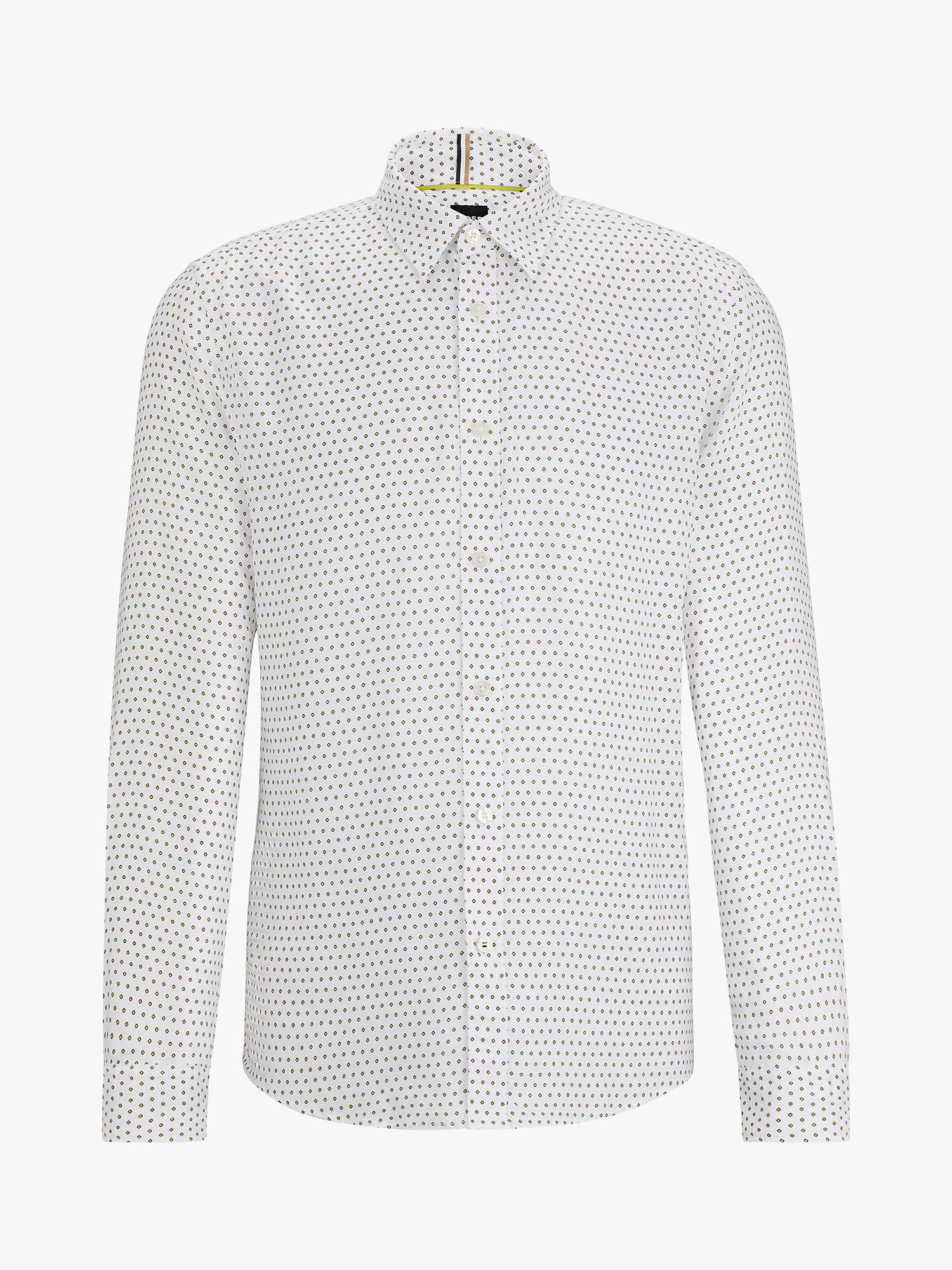 Buy HUGO BOSS BOSS Roan Geometric Print Slim Fit Shirt, White/Green Online at johnlewis.com