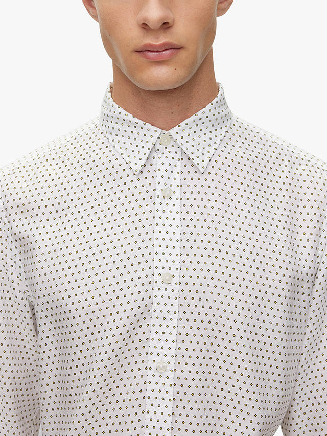 HUGO BOSS BOSS Roan Geometric Print Slim Fit Shirt, White/Green