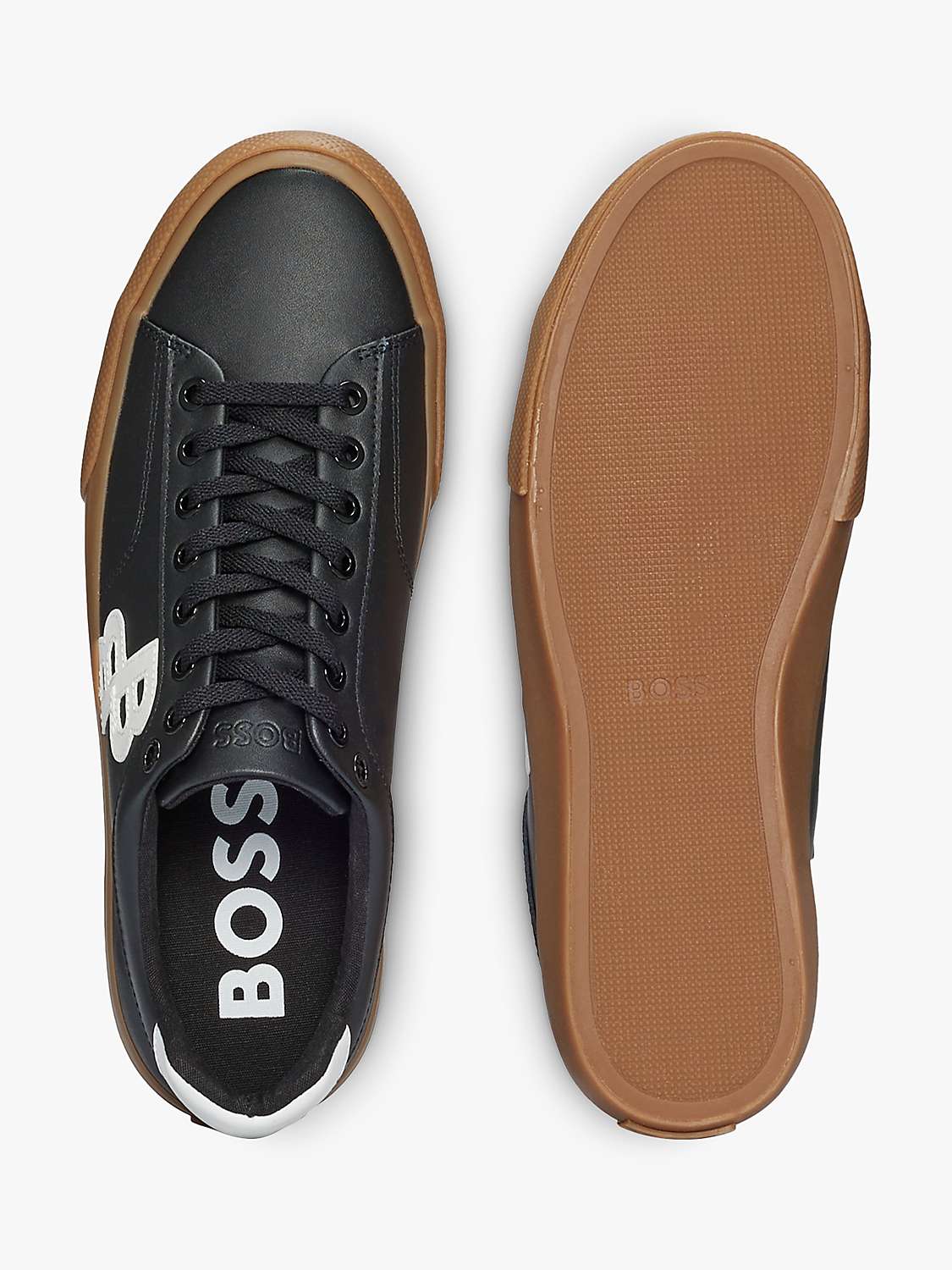 BOSS Aiden Monogram Detail Trainers, Charcoal/White at John Lewis ...
