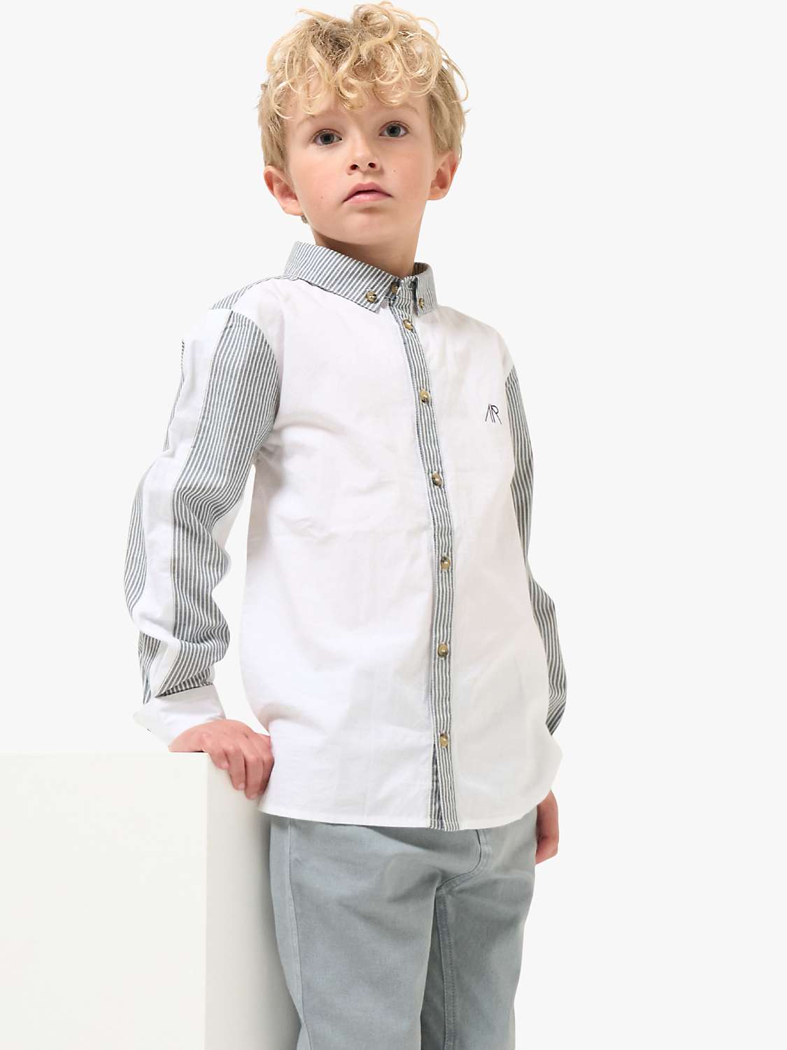 Buy Angel & Rocket Kids' Chase Stripe Smart Shirt, White Online at johnlewis.com