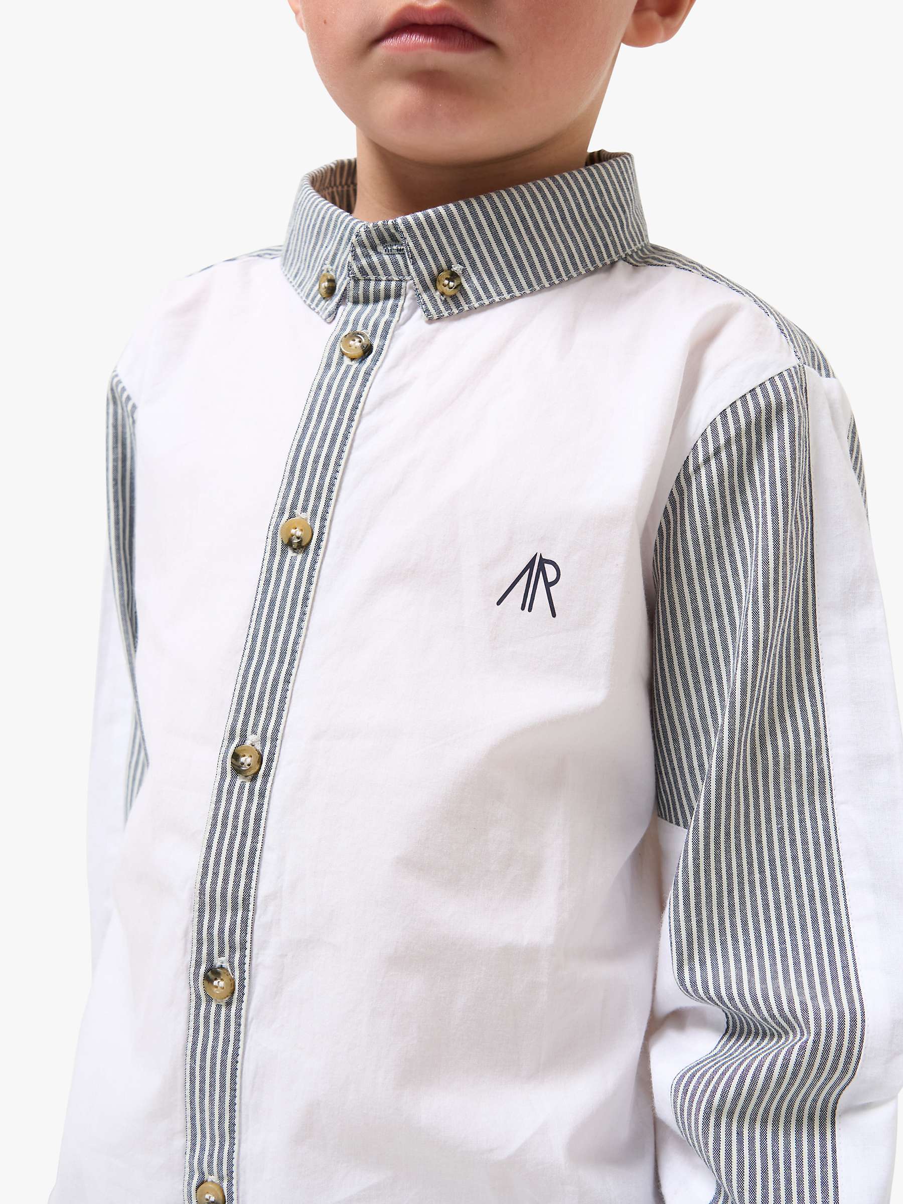 Buy Angel & Rocket Kids' Chase Stripe Smart Shirt, White Online at johnlewis.com