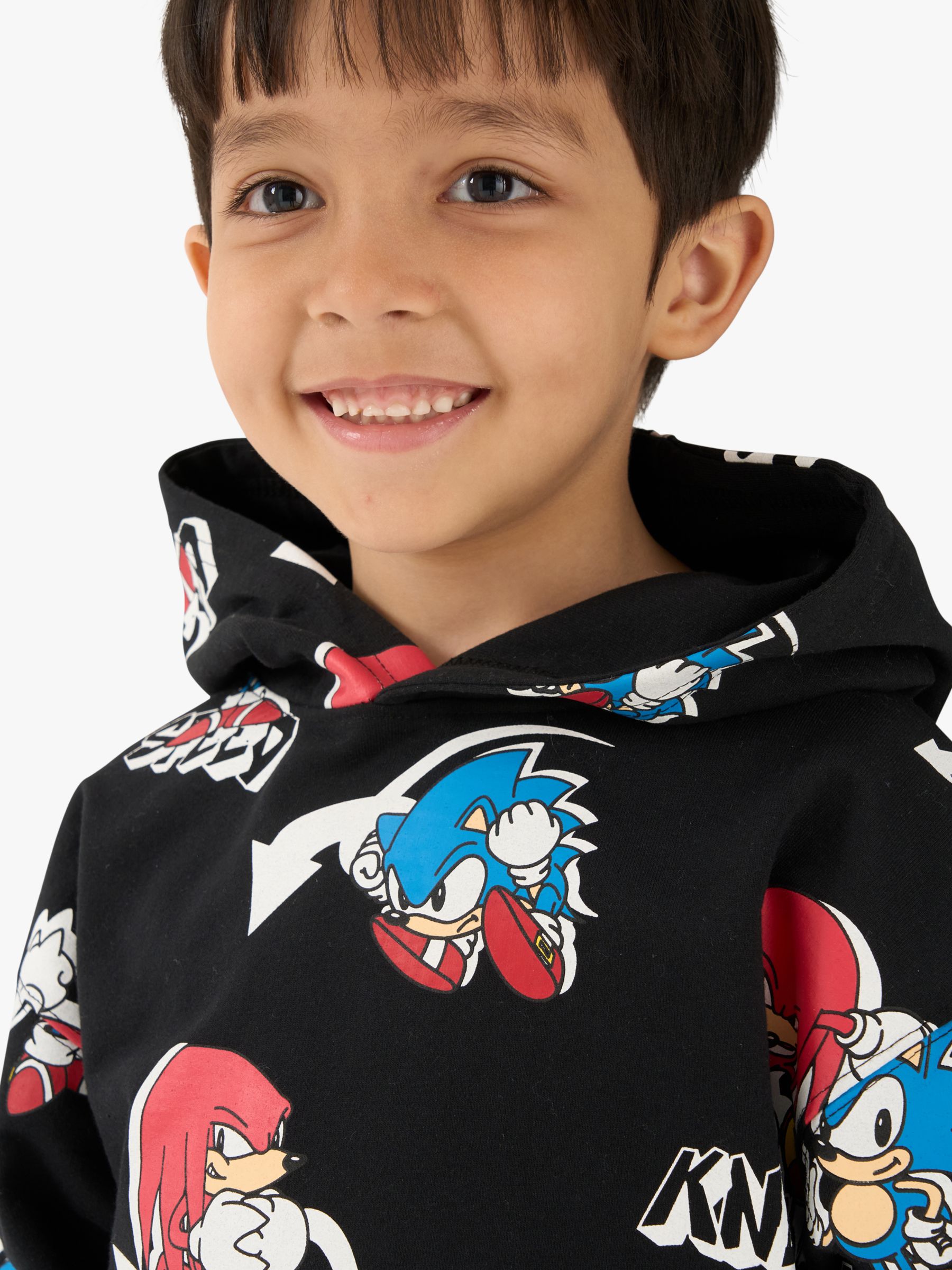 Buy Angel & Rocket Kids' Sonic Print Hoodie, Black/Multi Online at johnlewis.com
