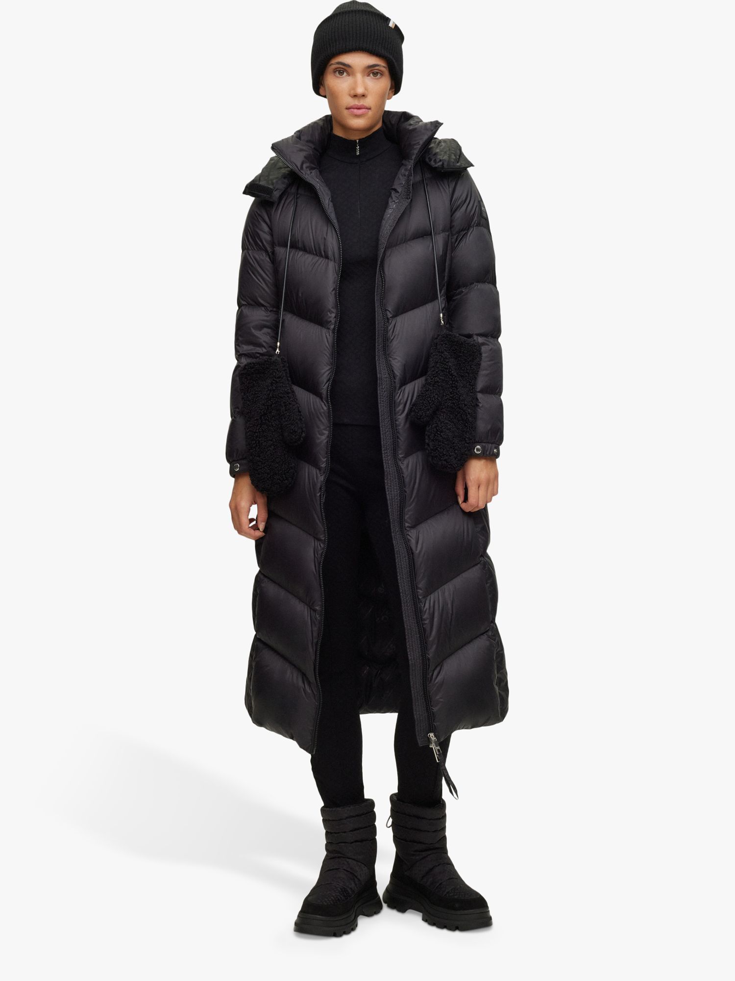 BOSS Pamaxi2 Quilted Longline Coat, Black