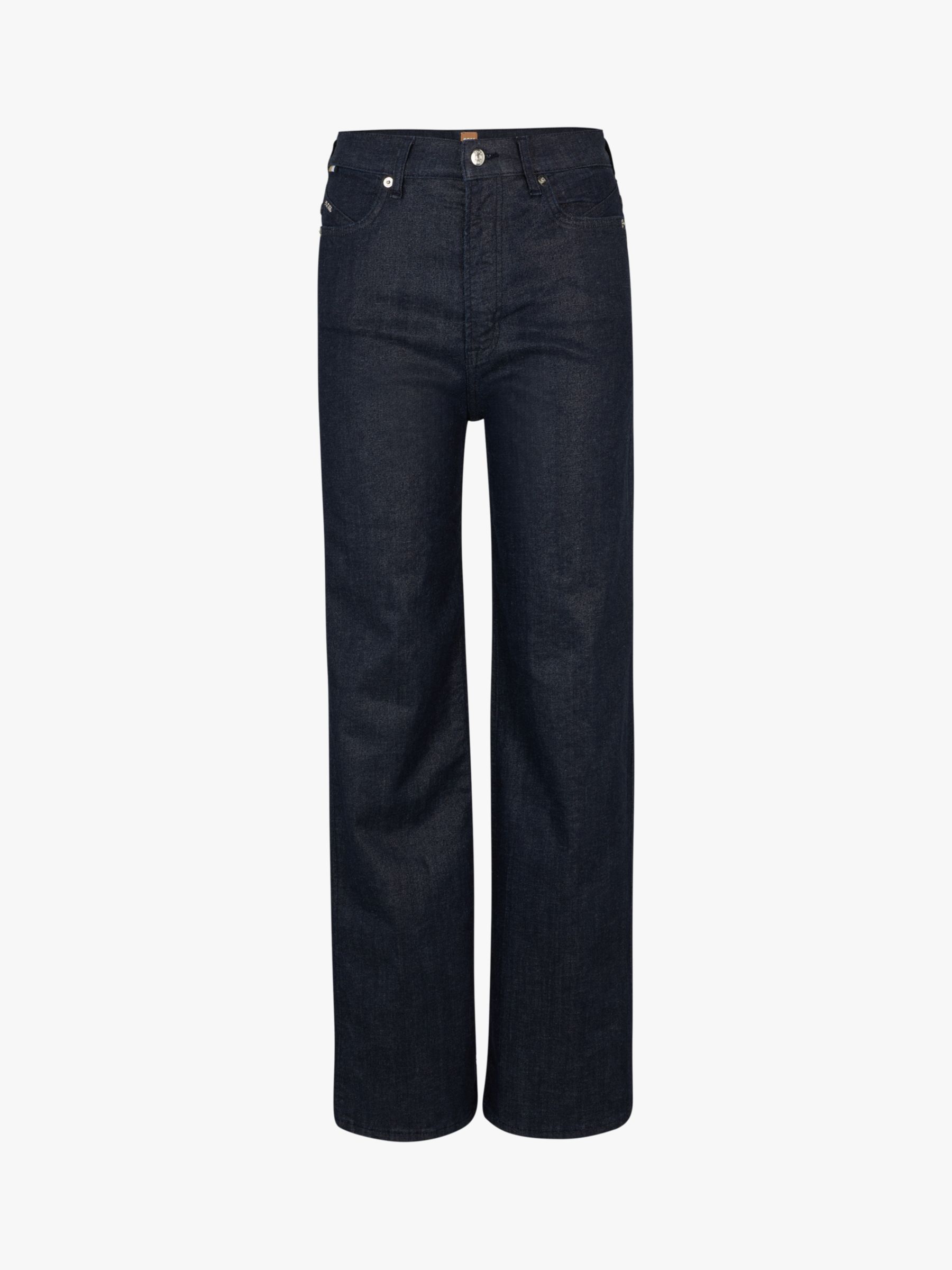 BOSS Marlene High Rise Wide Leg Jeans, Dark Blue at John Lewis & Partners