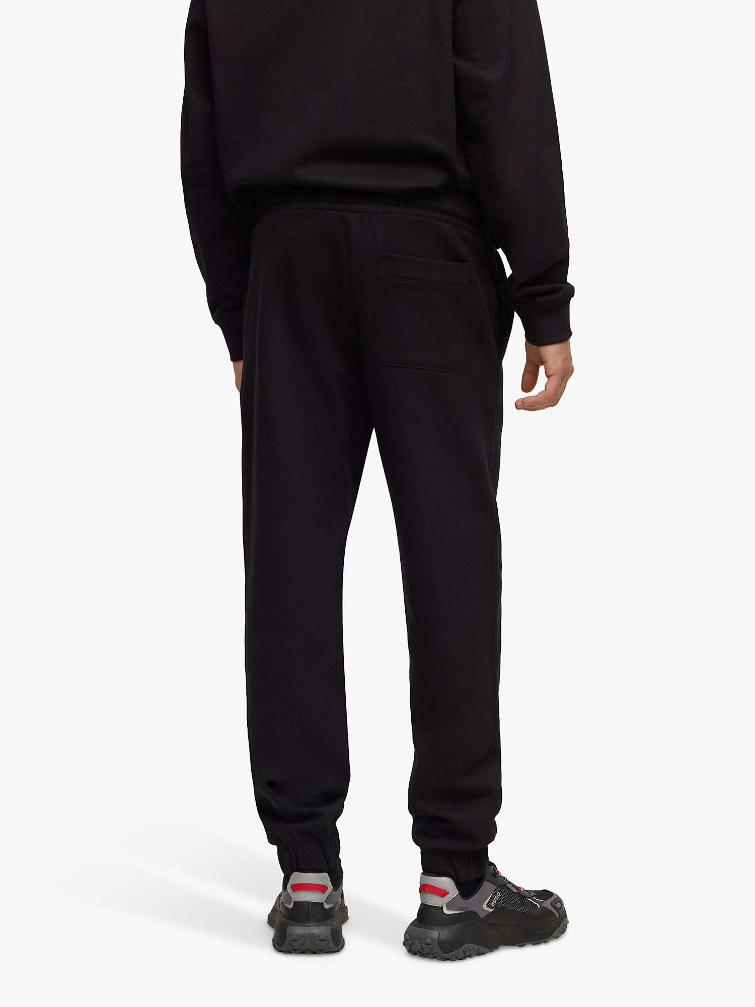 HUGO Dchard Relaxed Fit Cotton Joggers, Black at John Lewis & Partners